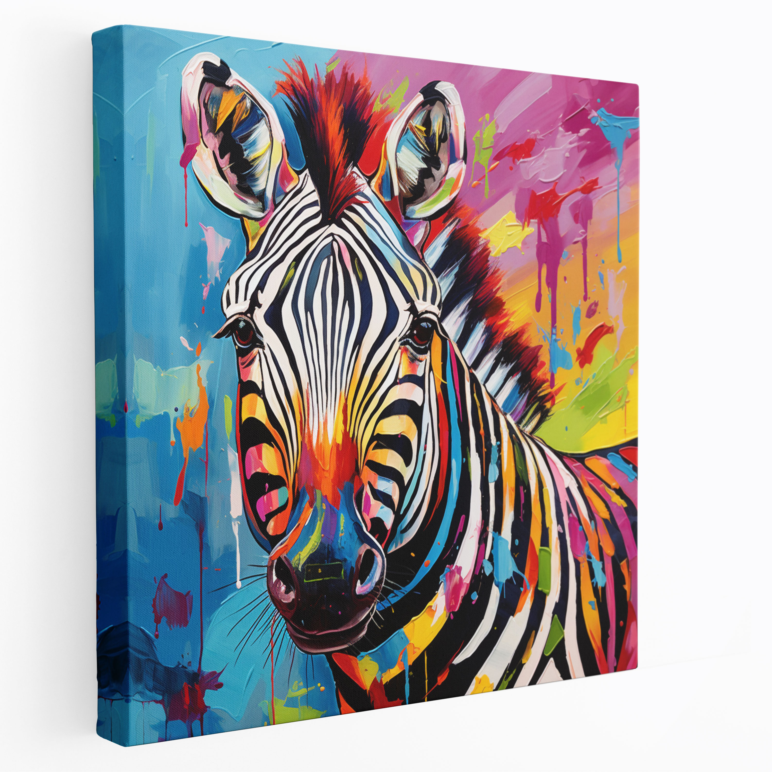 Zebra Canvas Print - Colorful And Vibrant Wall Art - Zebra, Dynamic Composition, Vibrant, Canvas