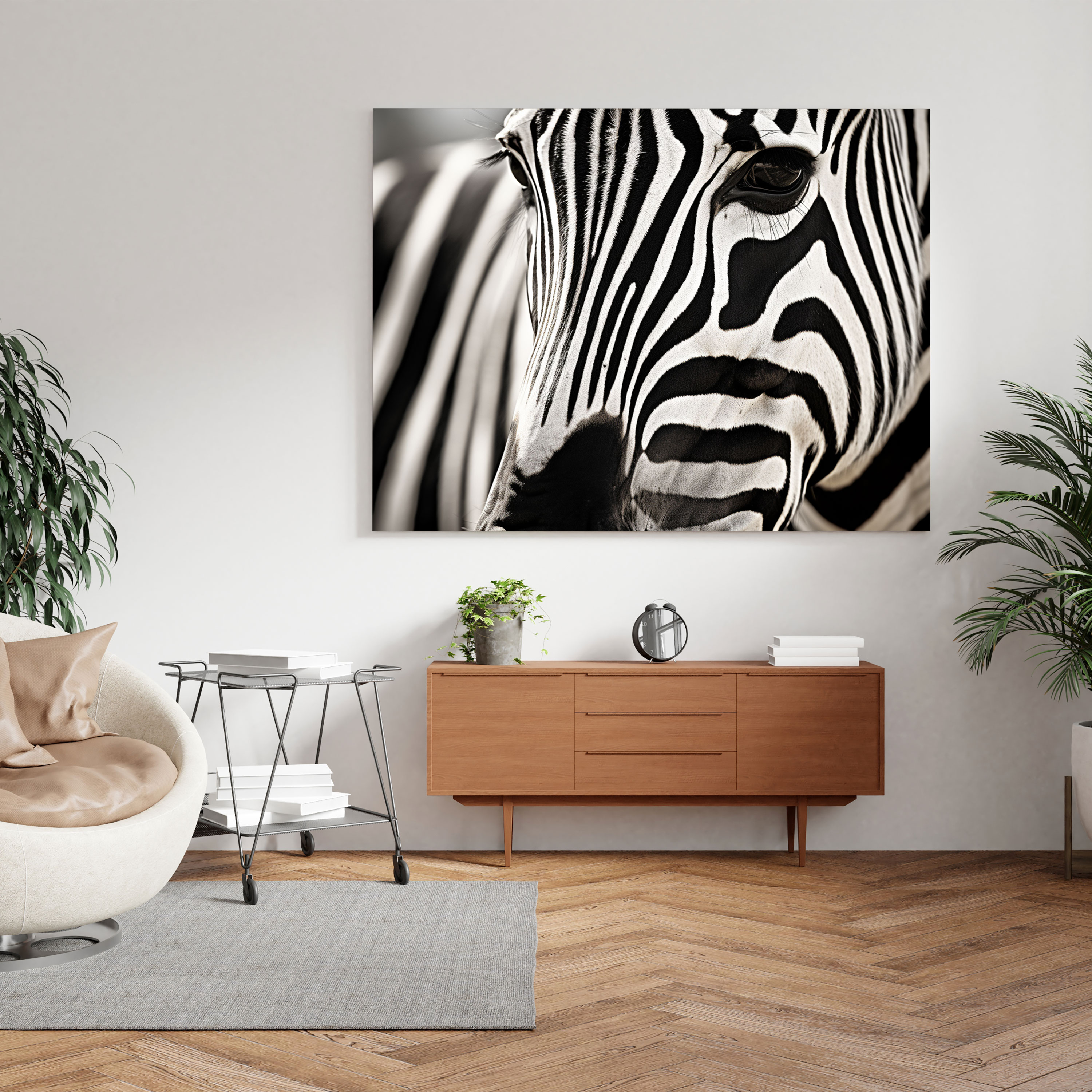 Zebra Wall Art - Close-Up Black And White Canvas Print - Zebra, Black And White, Canvas, Zebra