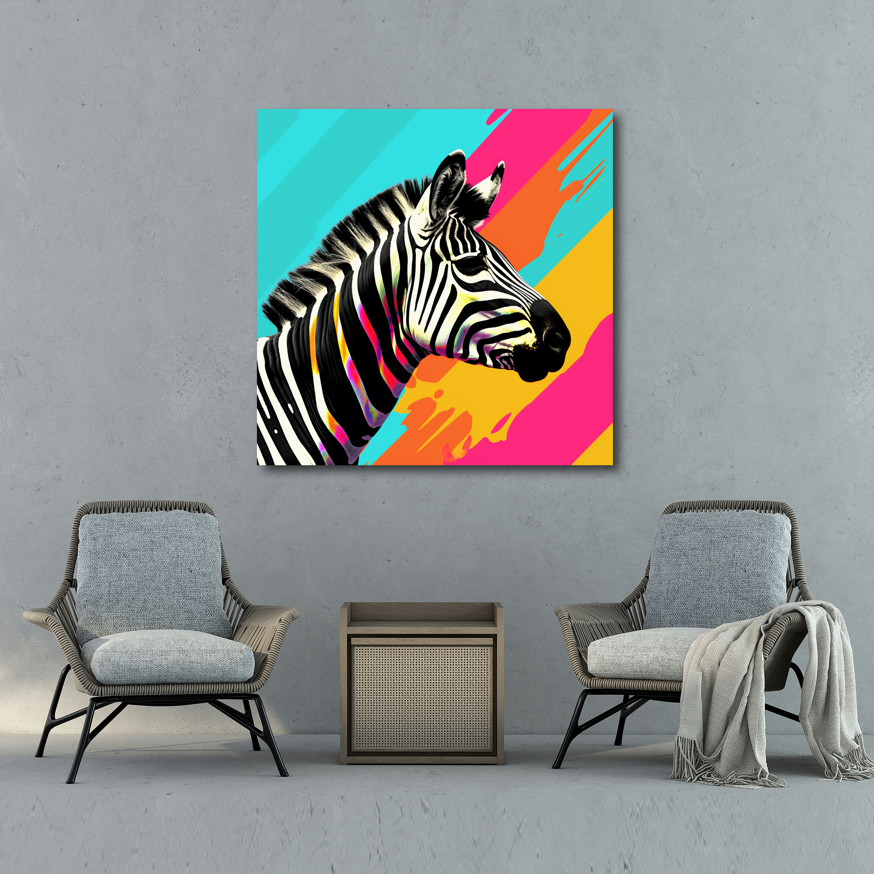 Minimalist Zebra Kanvas Tablo - Soyut Duvar Sanatı - Zebra Kanvas Duvar Sanatı Minimalist