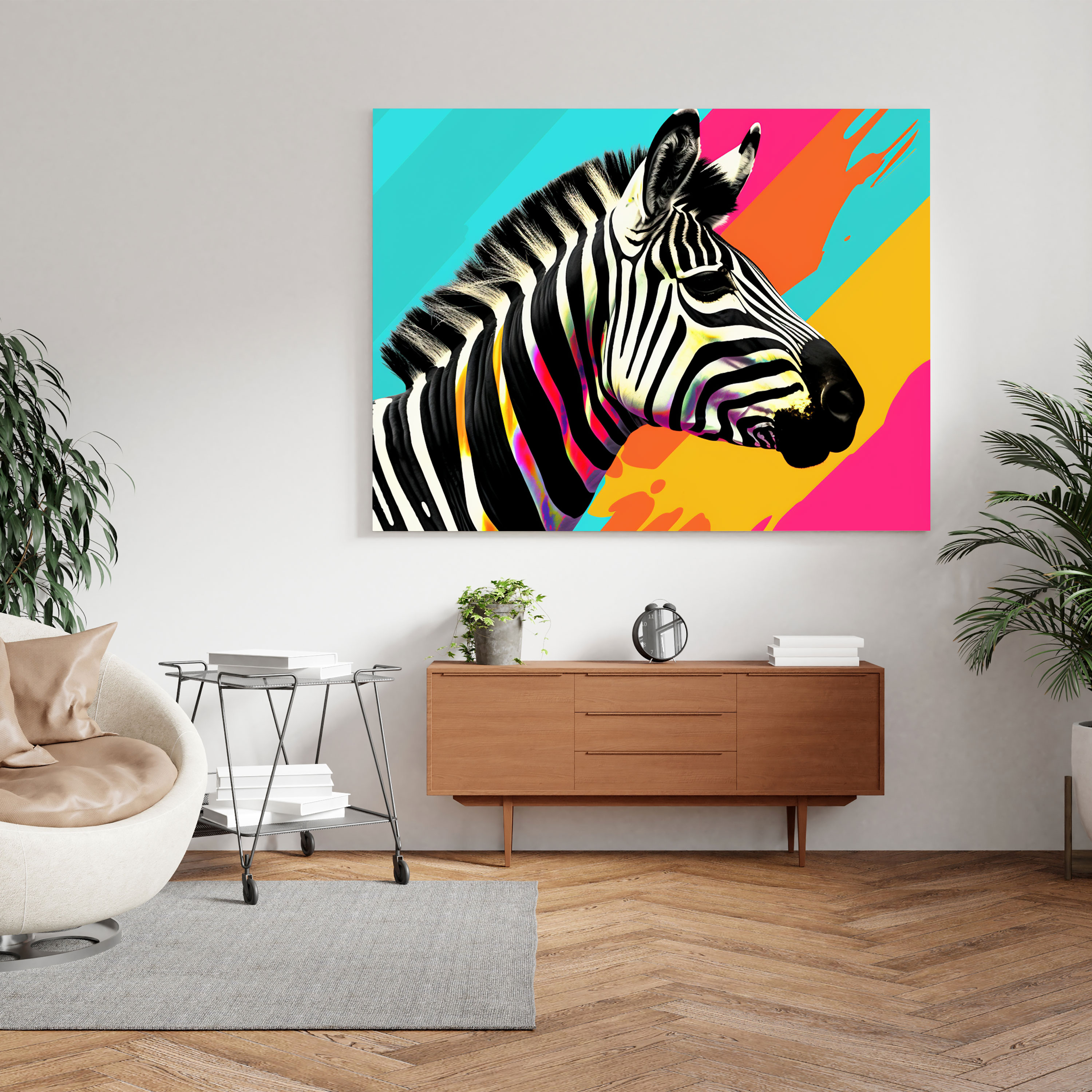 Minimalist Zebra Kanvas Tablo - Soyut Duvar Sanatı - Zebra Kanvas Duvar Sanatı Minimalist