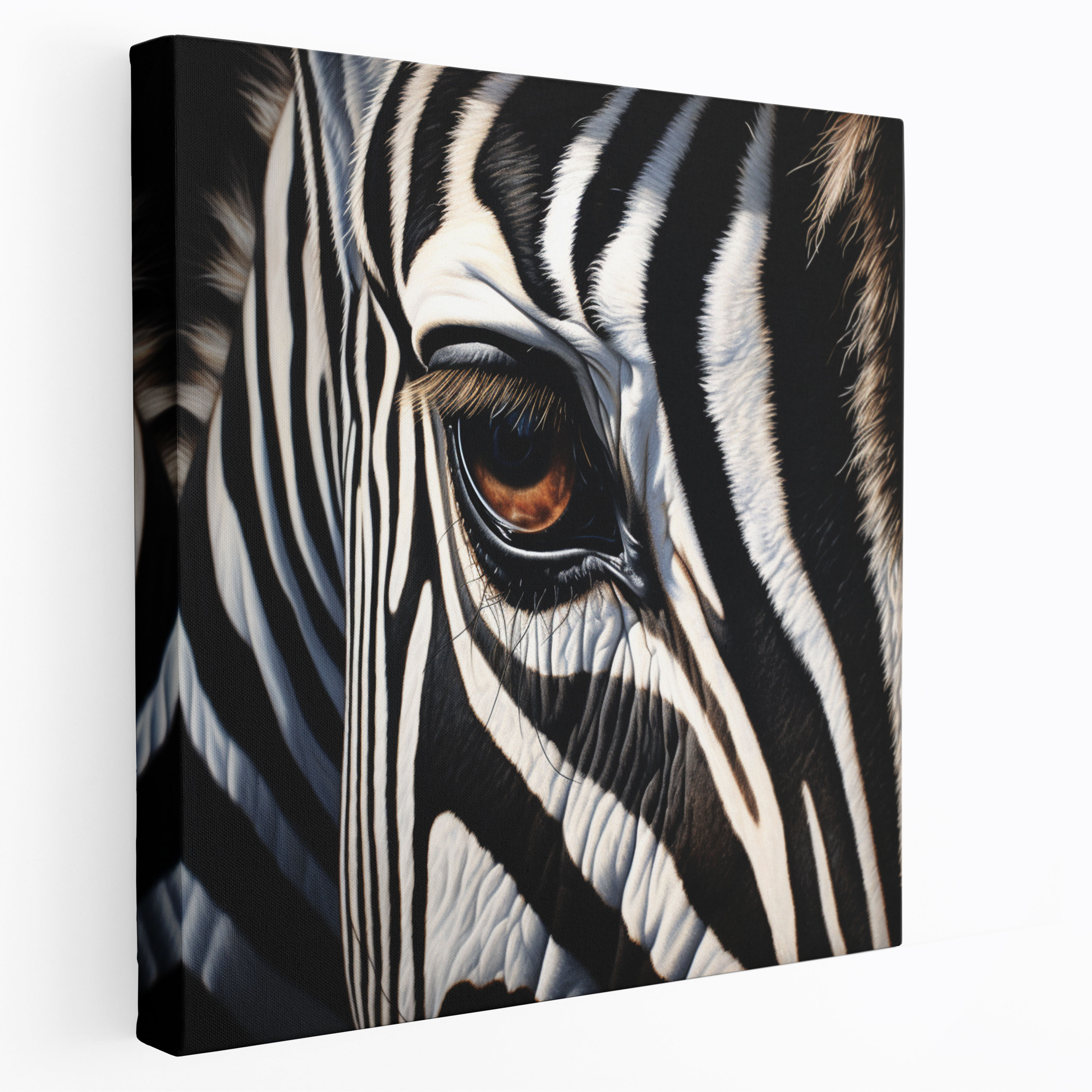 Realistic Zebra Canvas Print - Oil Painting Wall Art - Zebra, Realistic, Play Of Light And Shadow, Canvas
