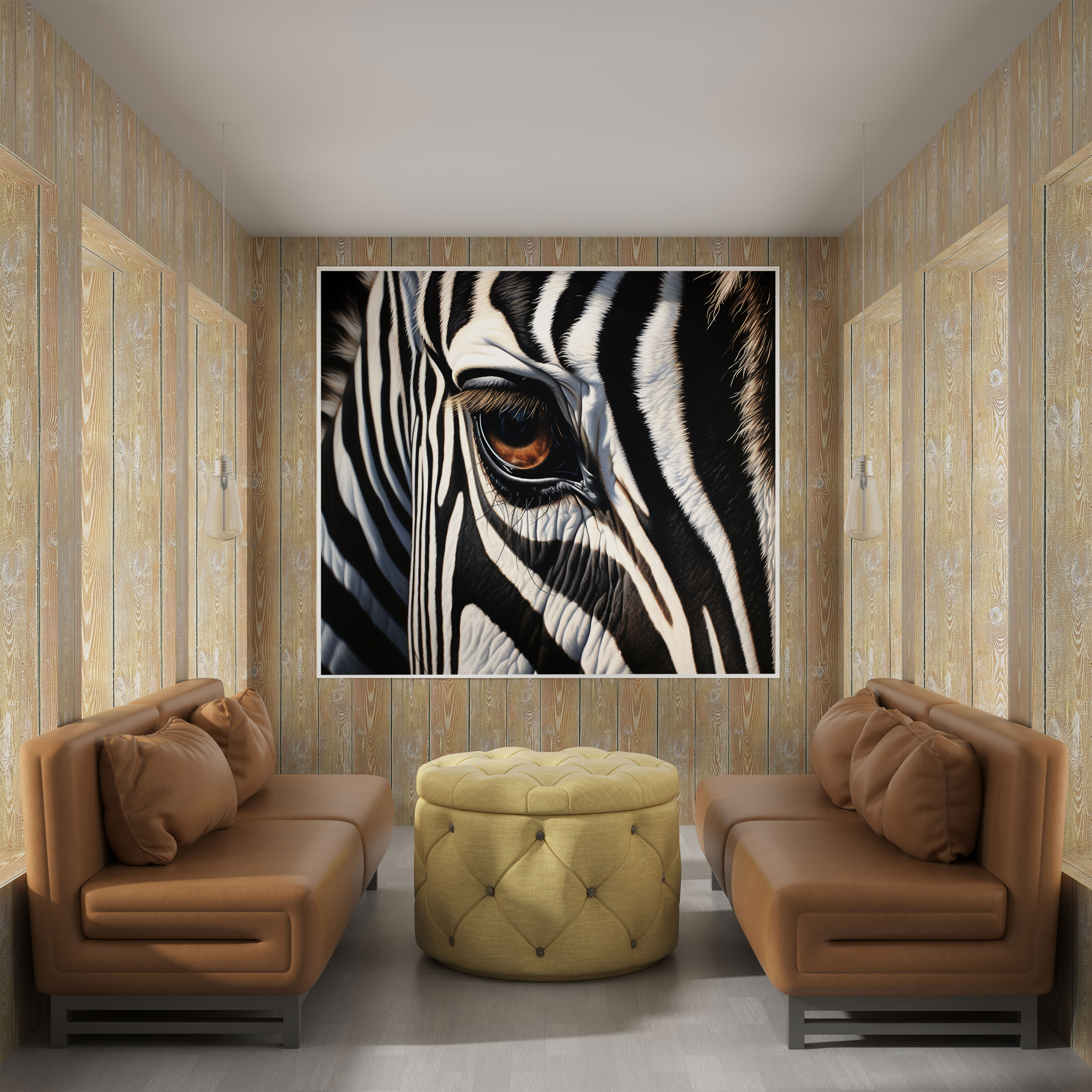 Realistic Zebra Canvas Print - Oil Painting Wall Art - Zebra, Realistic, Play Of Light And Shadow, Canvas