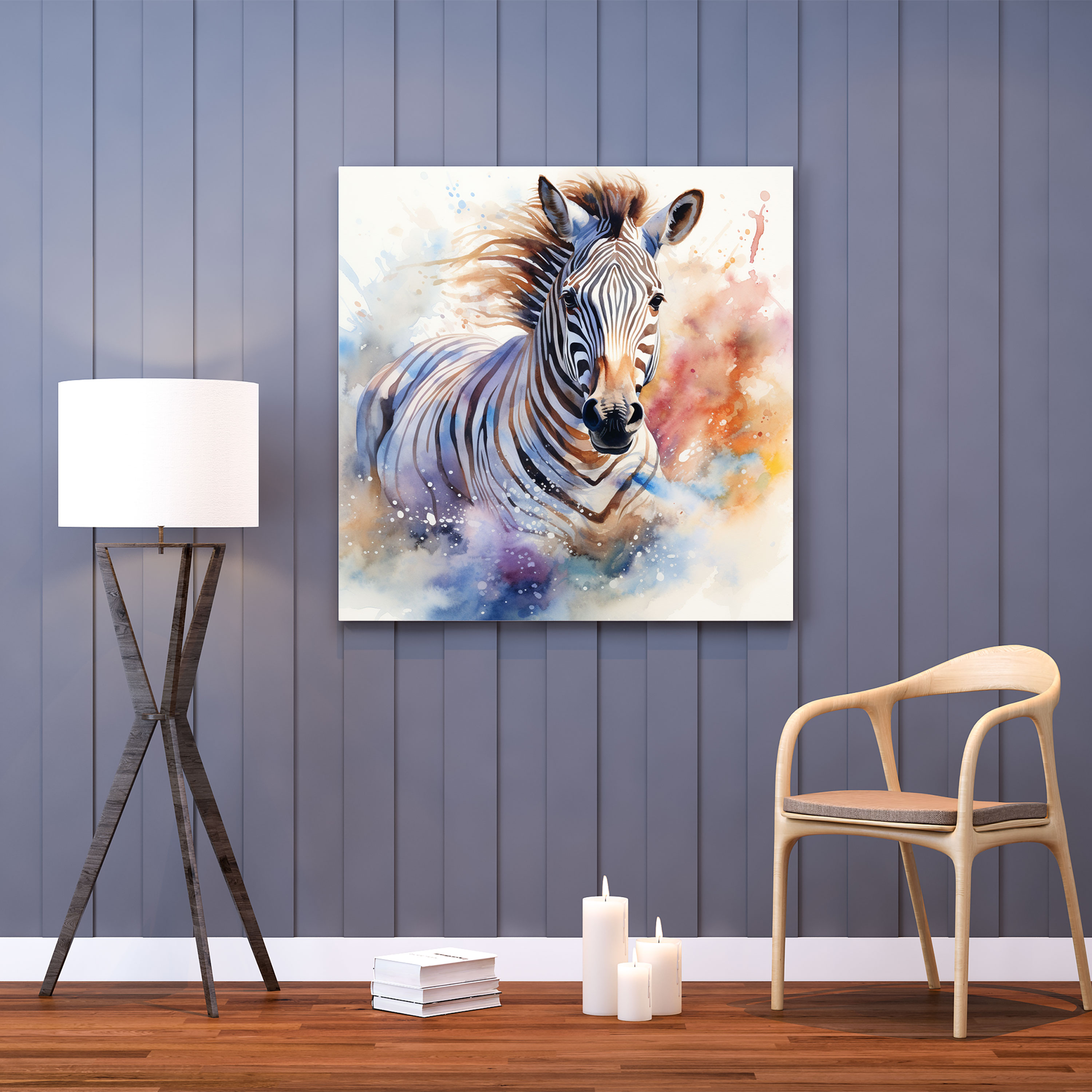 Energetic Zebra Canvas Print - Watercolor Wall Art - Zebra, Canvas Print, Home Decoration, Motion