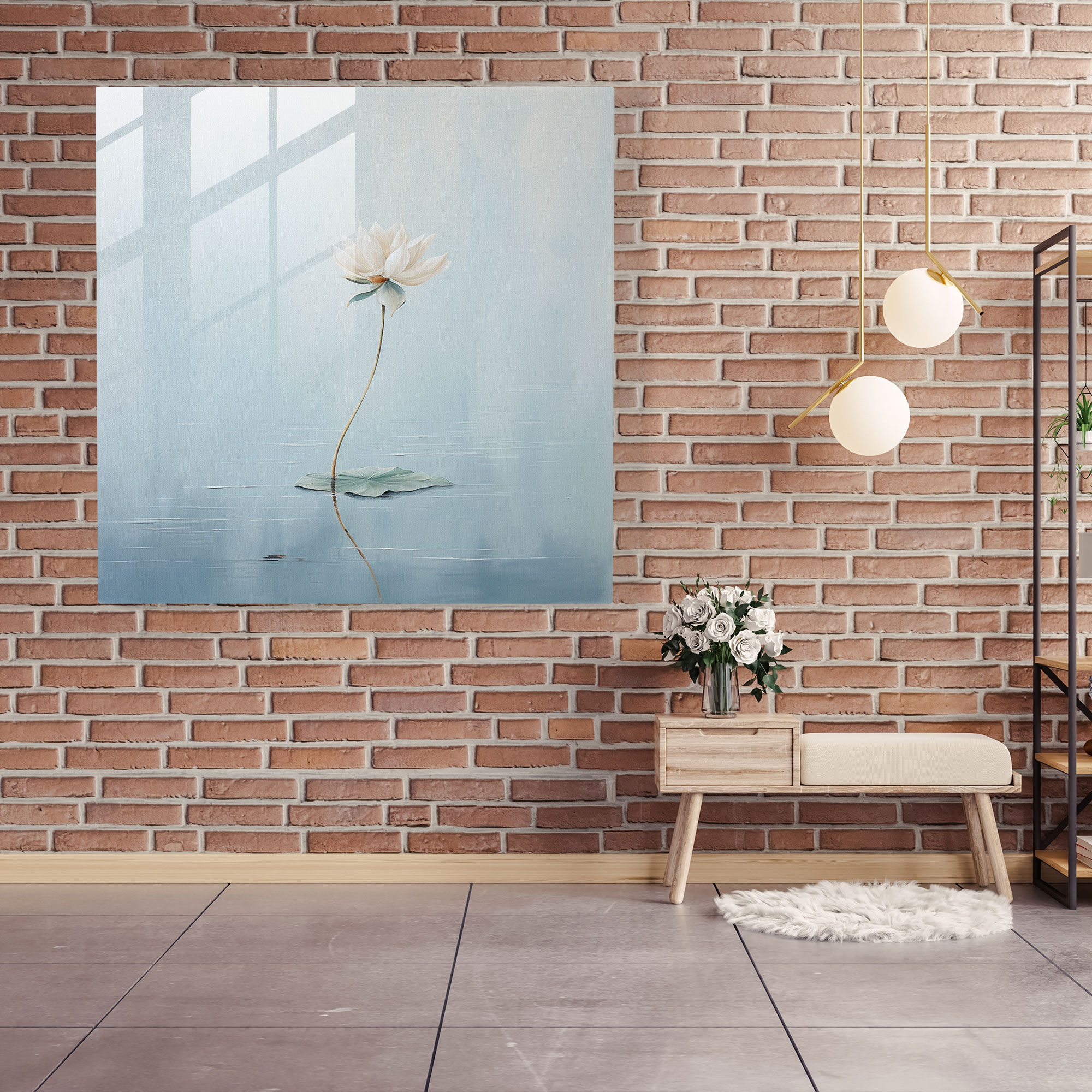 Zen Harmony Glass Print - Zen, Lotus Flower, Modern Art, Zen