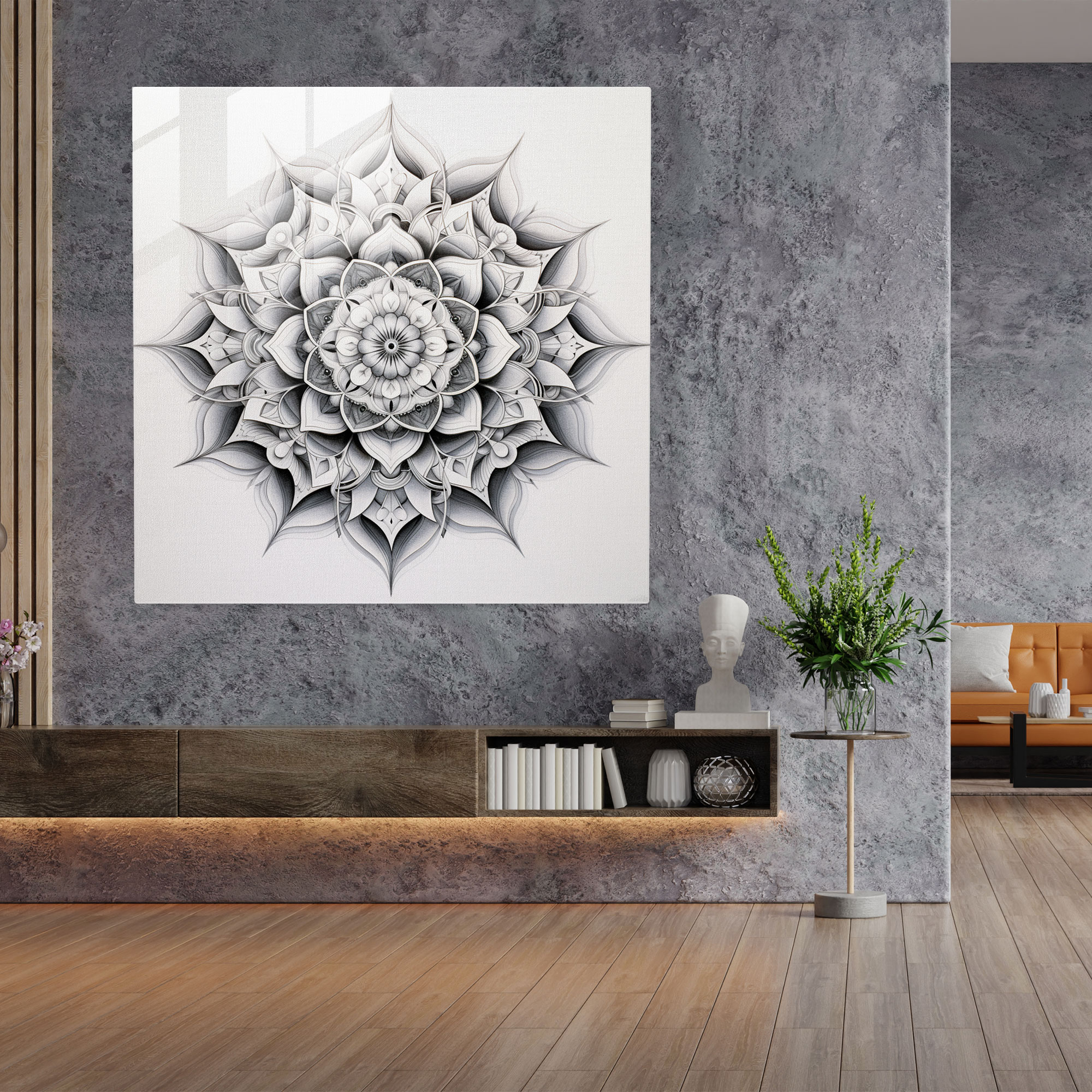 Zen Simetri Cam Tablo - Ev Dekorasyonu Cam Duvar Sanatı