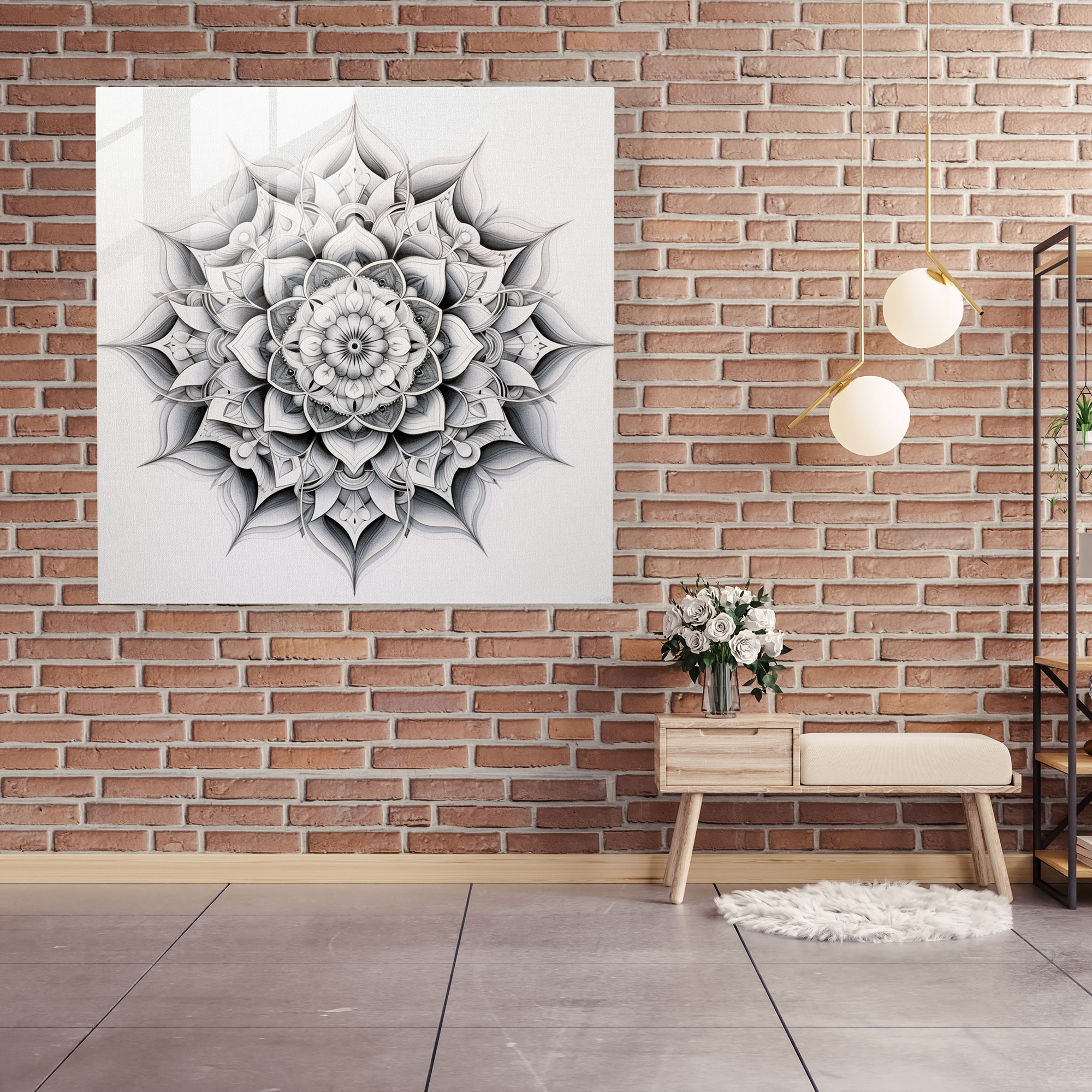 Zen Simetri Cam Tablo - Ev Dekorasyonu Cam Duvar Sanatı