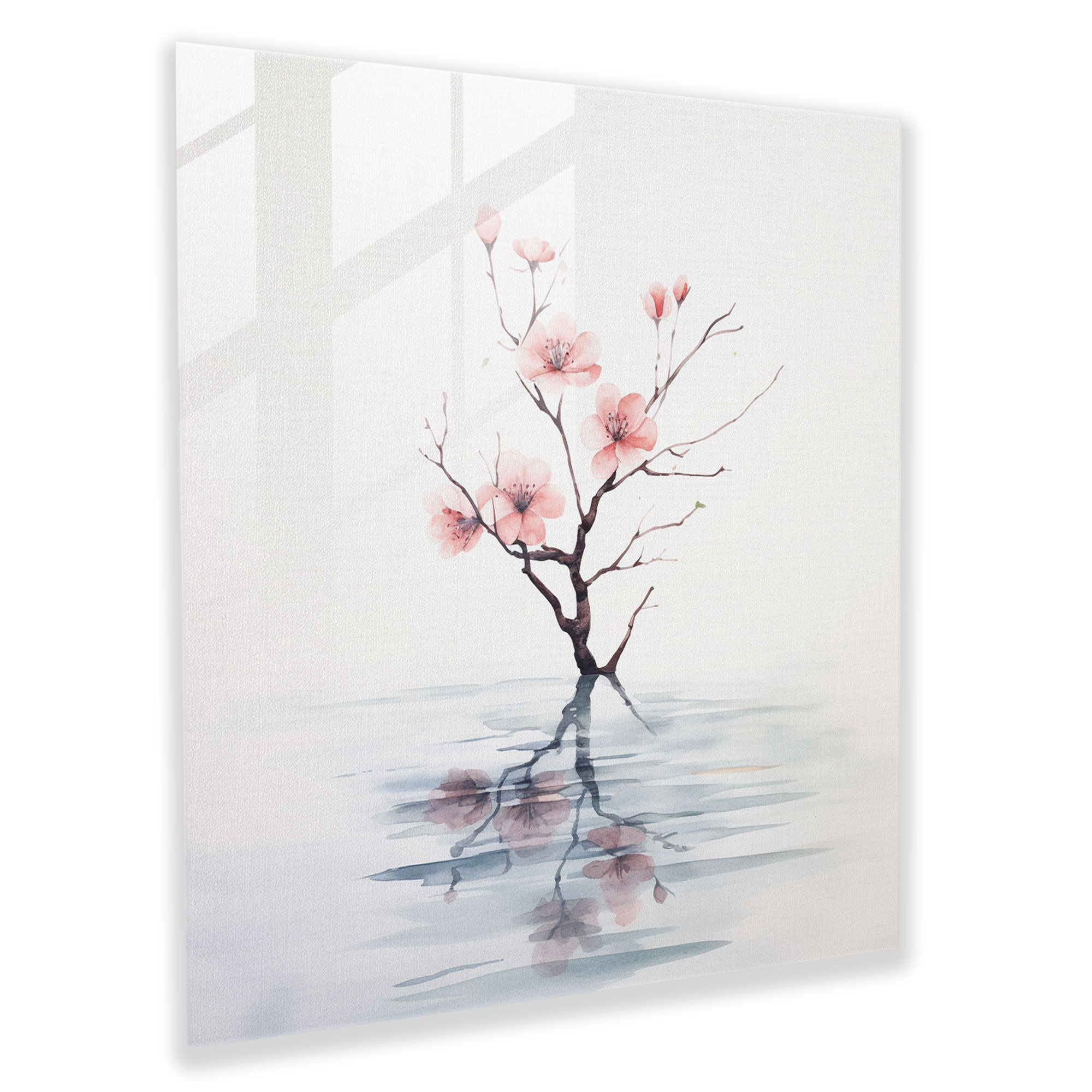 Zen Watercolor Blossom Glass Print - Zen, Glass Wall Art, Minimalist, Tranquil