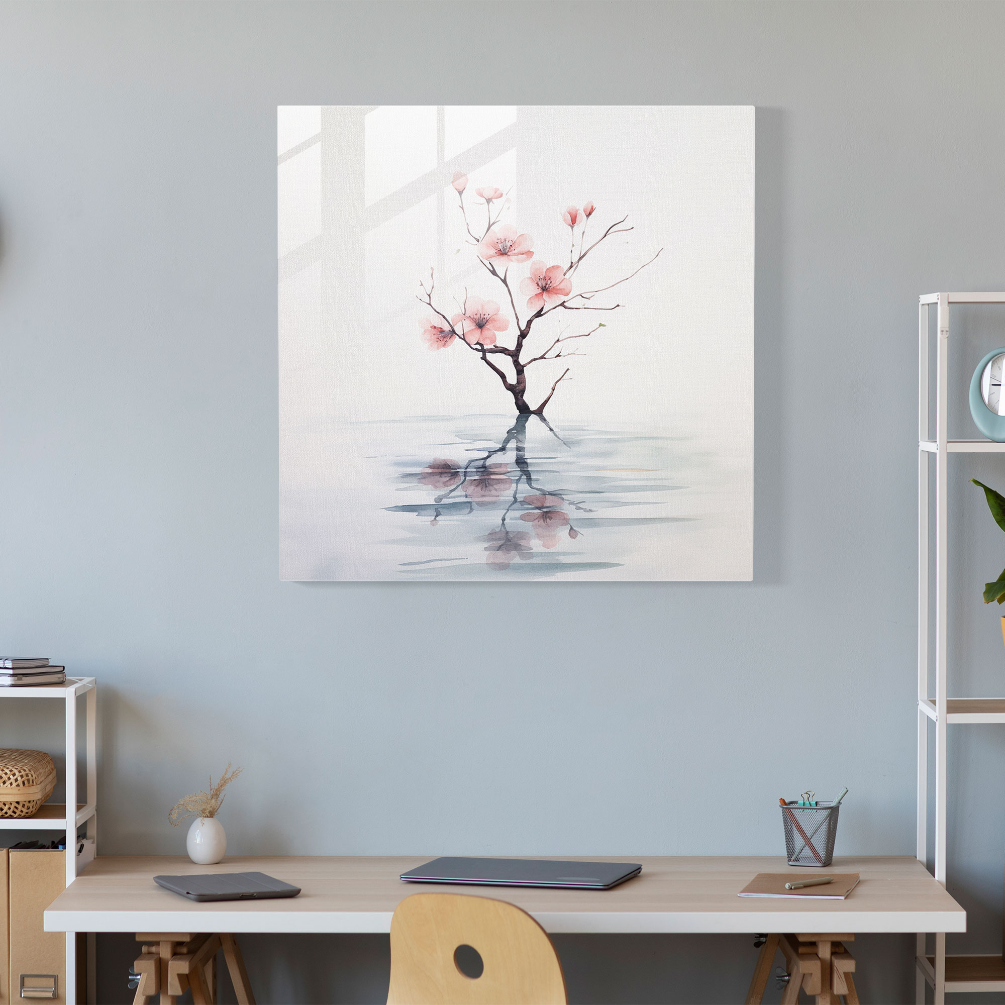 Zen Watercolor Blossom Glass Print - Zen, Glass Wall Art, Minimalist, Tranquil