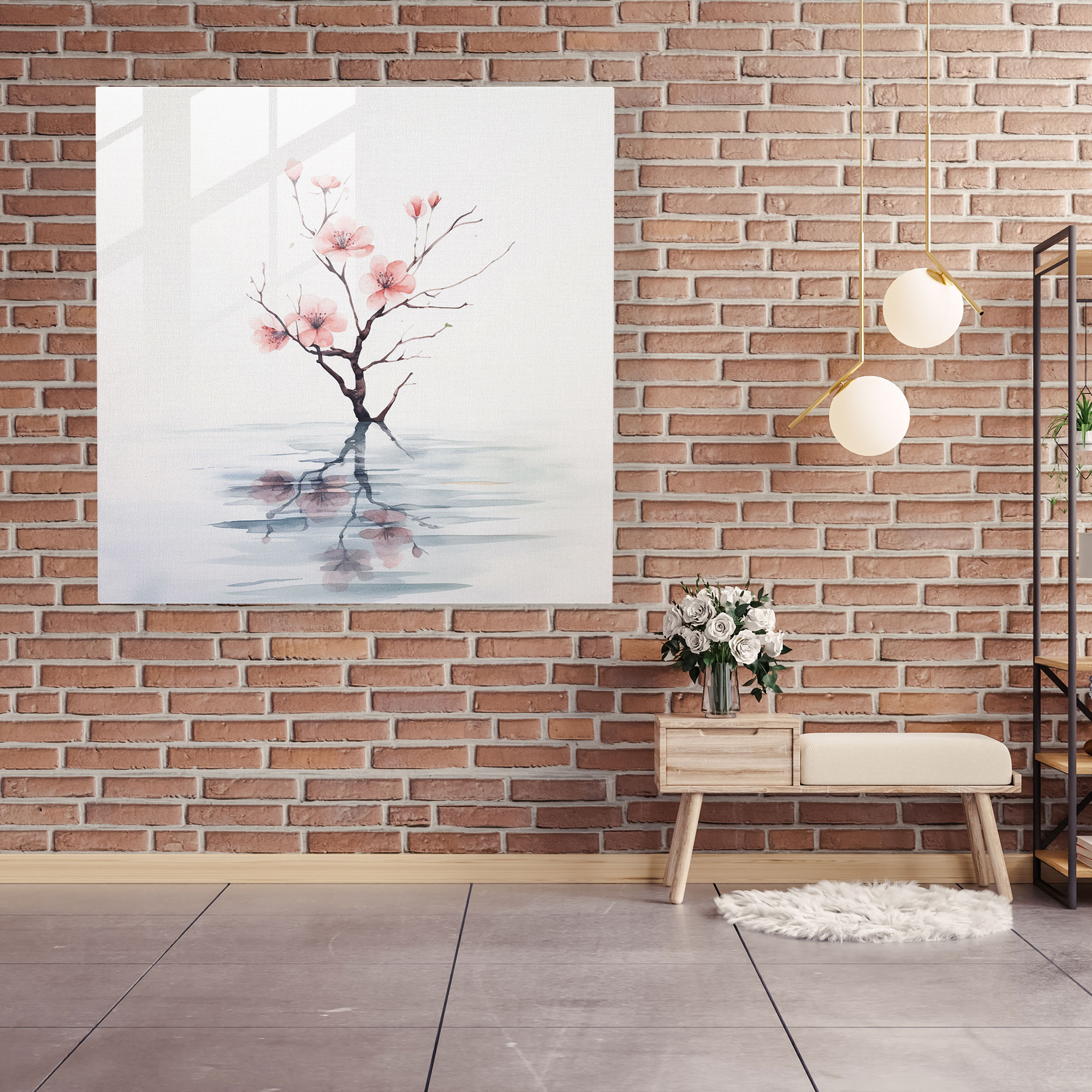Zen Watercolor Blossom Glass Print - Zen, Glass Wall Art, Minimalist, Tranquil