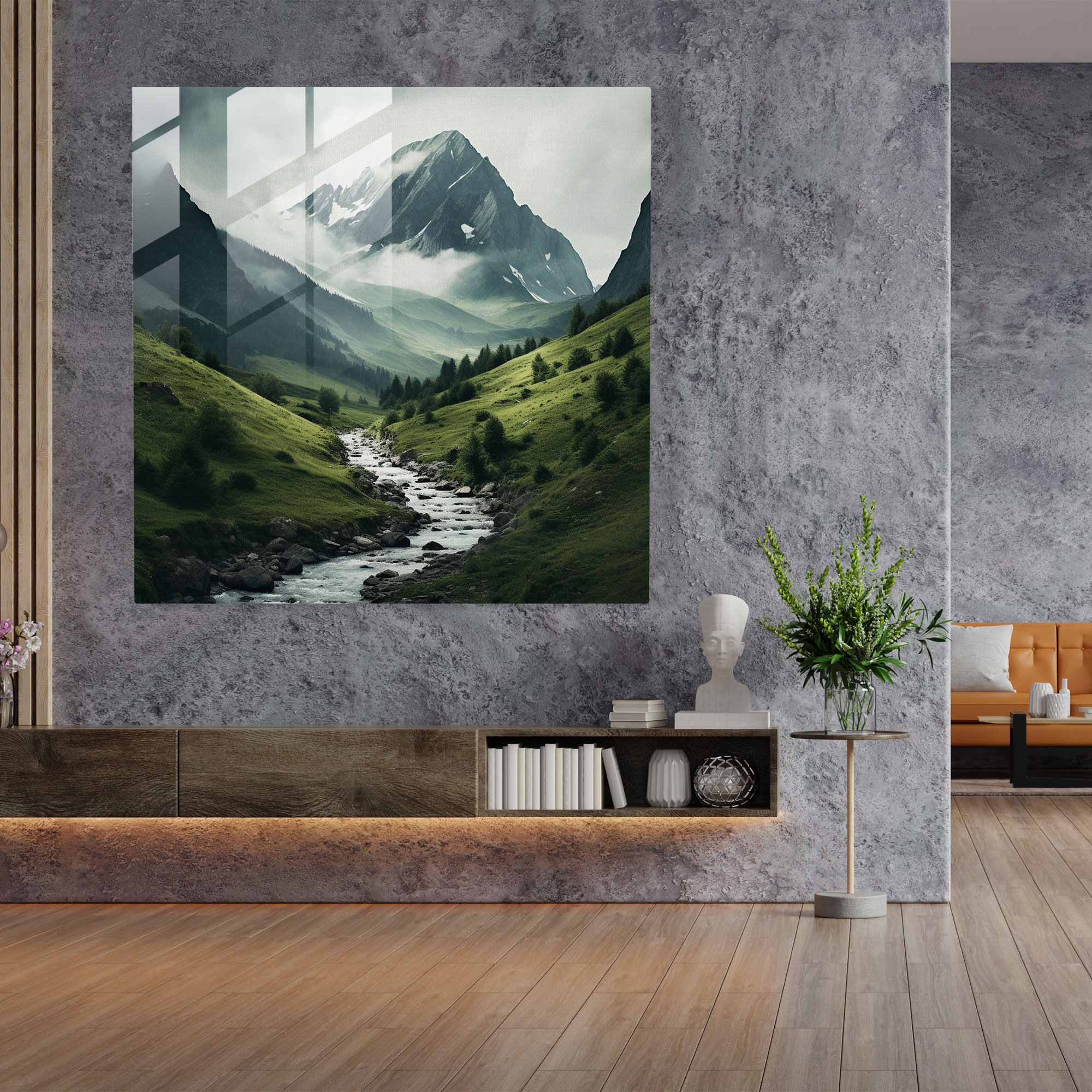 Zen Dağ Manzaralı Cam Tablo - Zen Duvar Dekorasyonu Fotoğraf Etkileyici