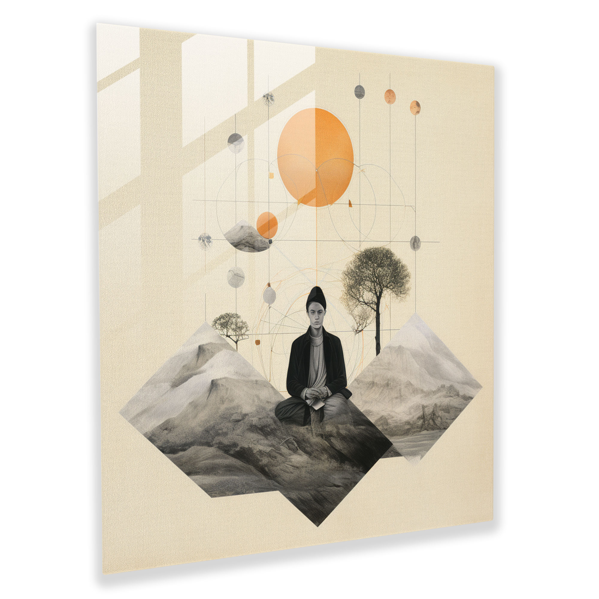 Zen Meditasyon Figürü Cam Tablo - Ev Dekorasyonu Modern Sanat