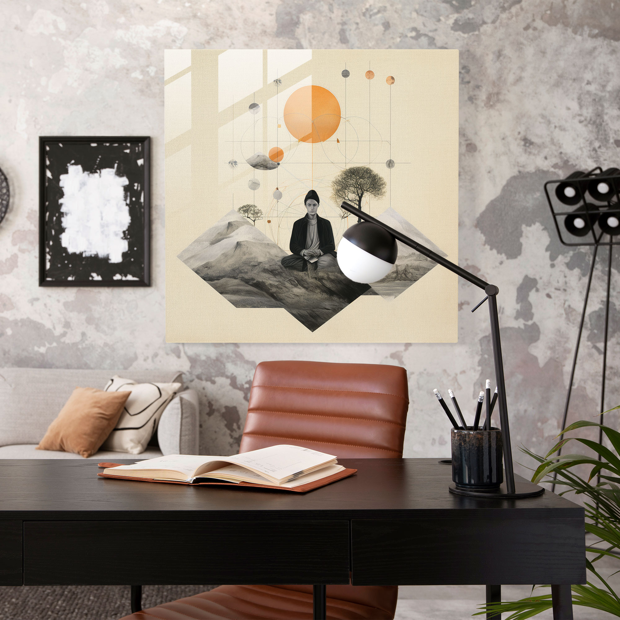 Zen Meditasyon Figürü Cam Tablo - Ev Dekorasyonu Modern Sanat