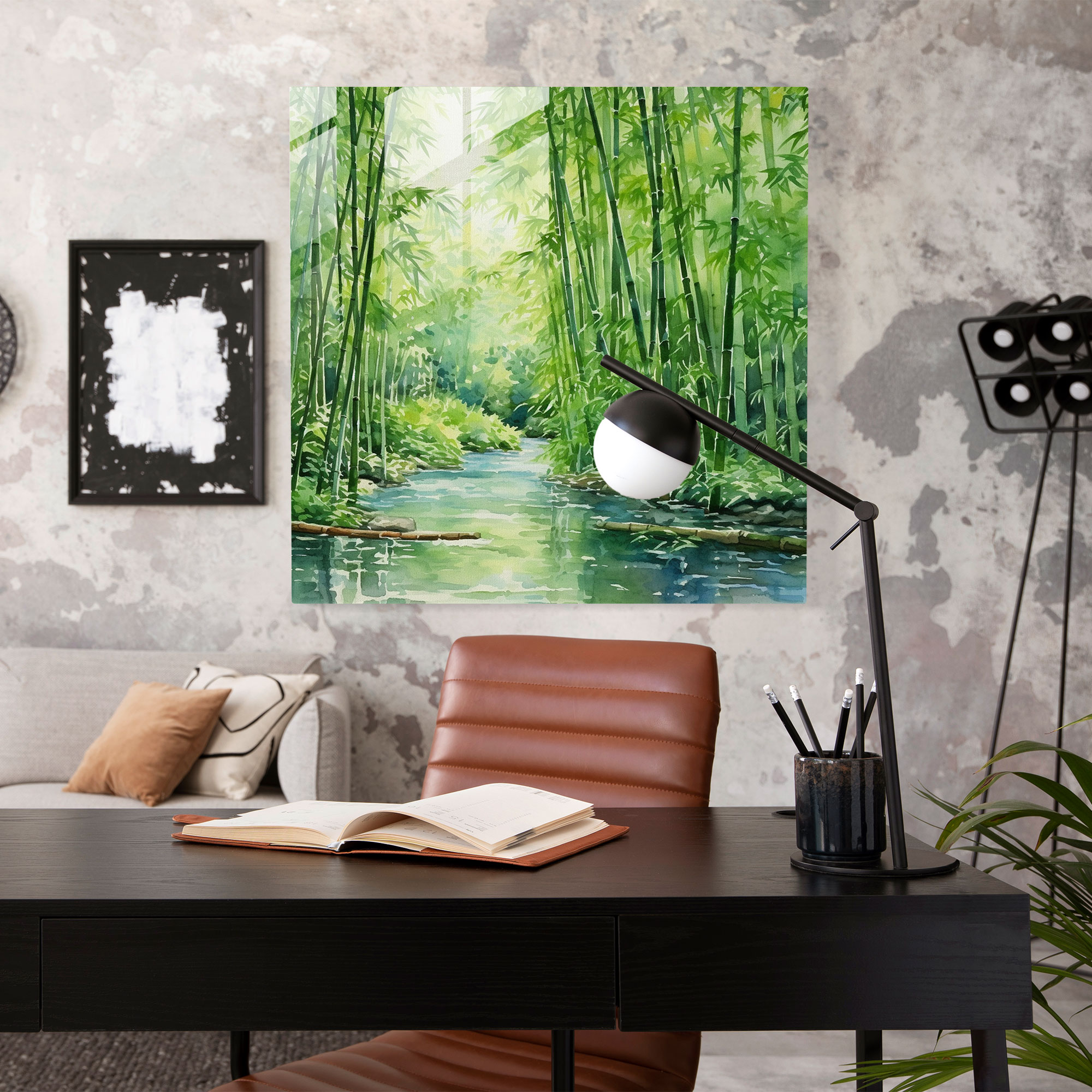 Zen Serene Watercolor Glass Print - Zen, Zen, Bamboo Forest, Glass Wall Art