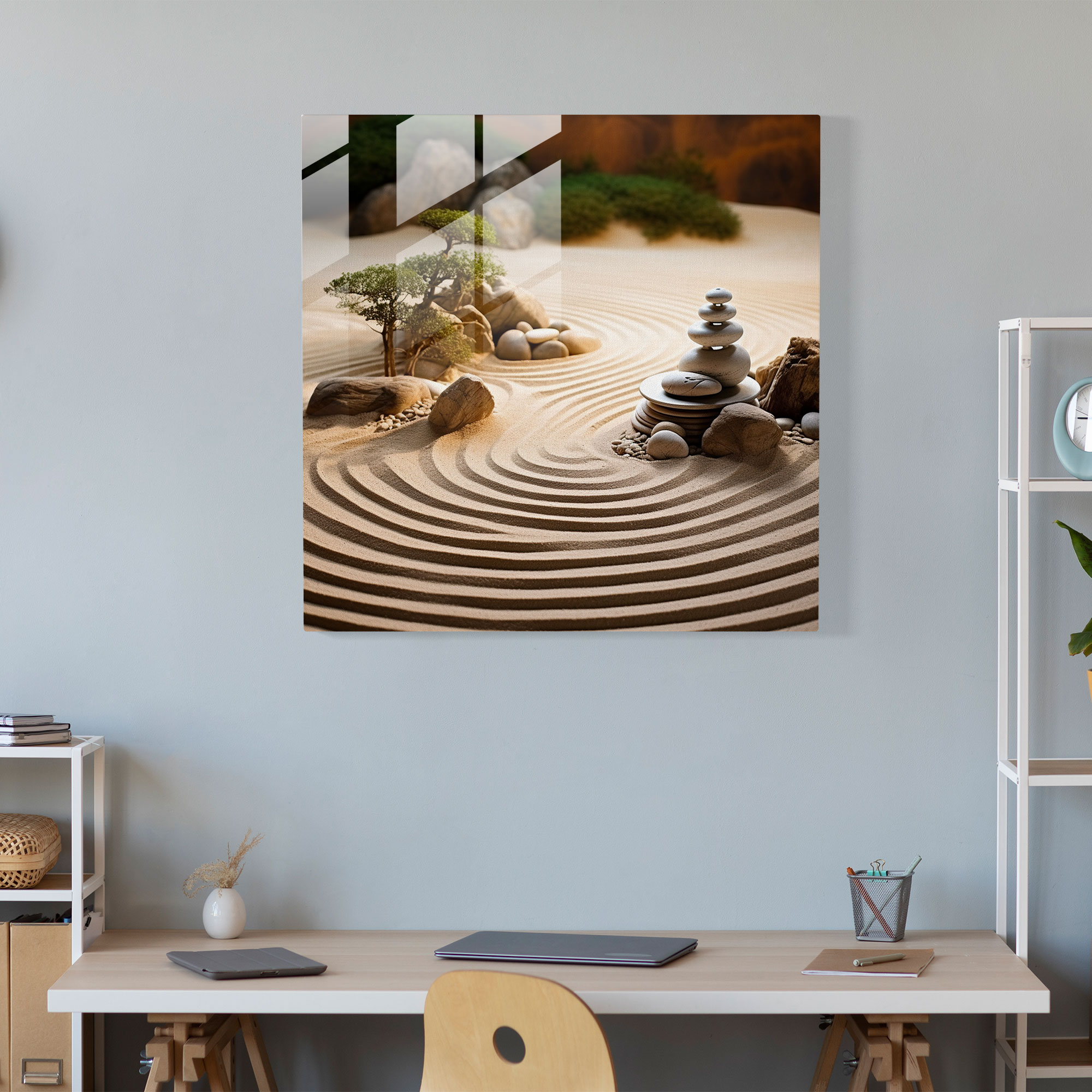 Zen Serene Bahçe Cam Tablosu - Zen Duvar Dekorasyonu Cam Tablo Ev Dekorasyonu