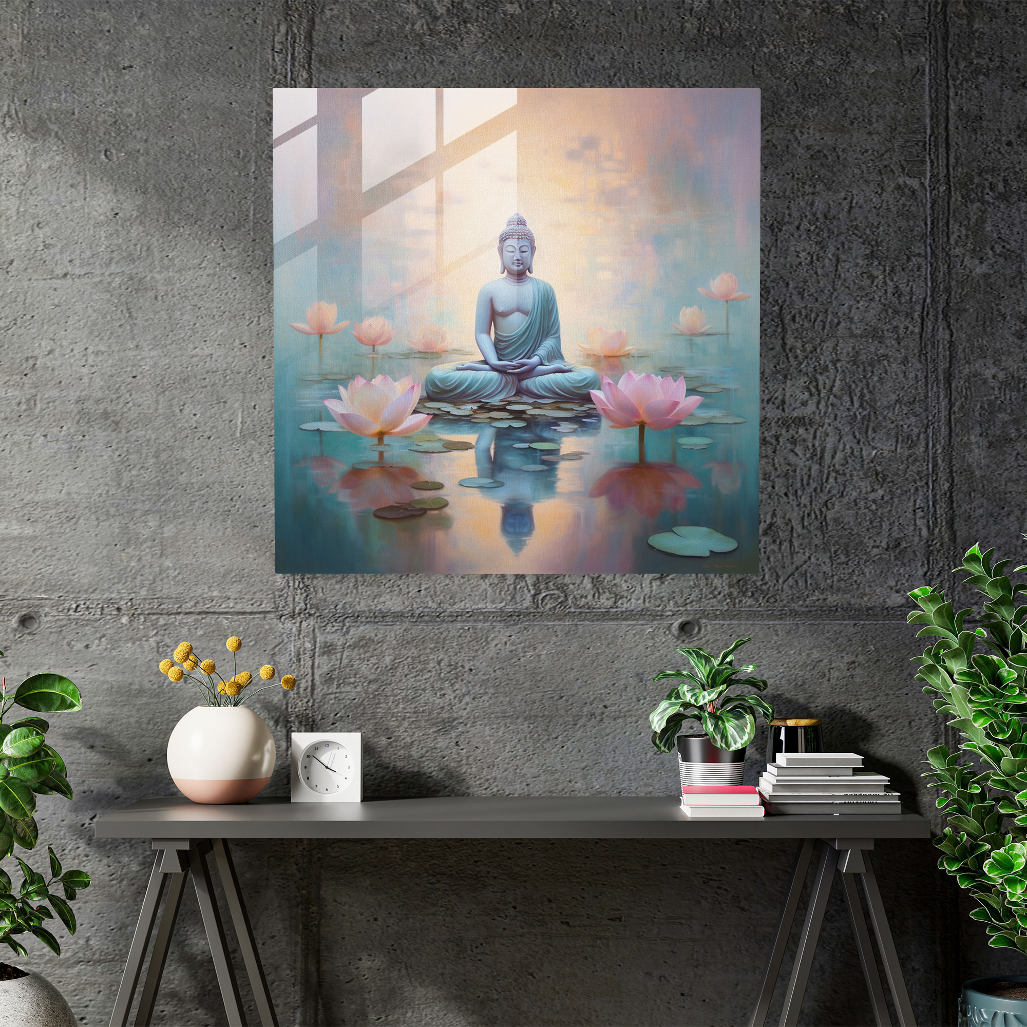 Zen Calming Buddha Glass Print - Zen, Modern Art, Home Decoration, Wall Decoration