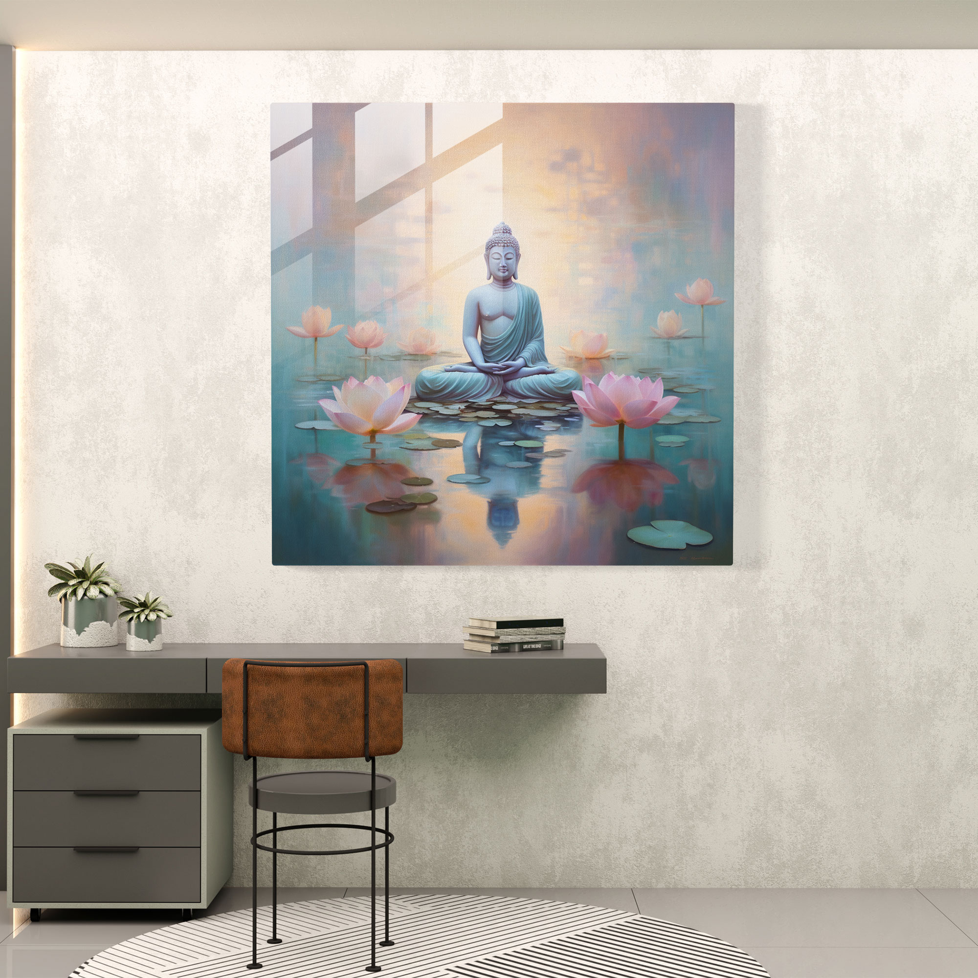 Zen Calming Buddha Glass Print - Zen, Modern Art, Home Decoration, Wall Decoration