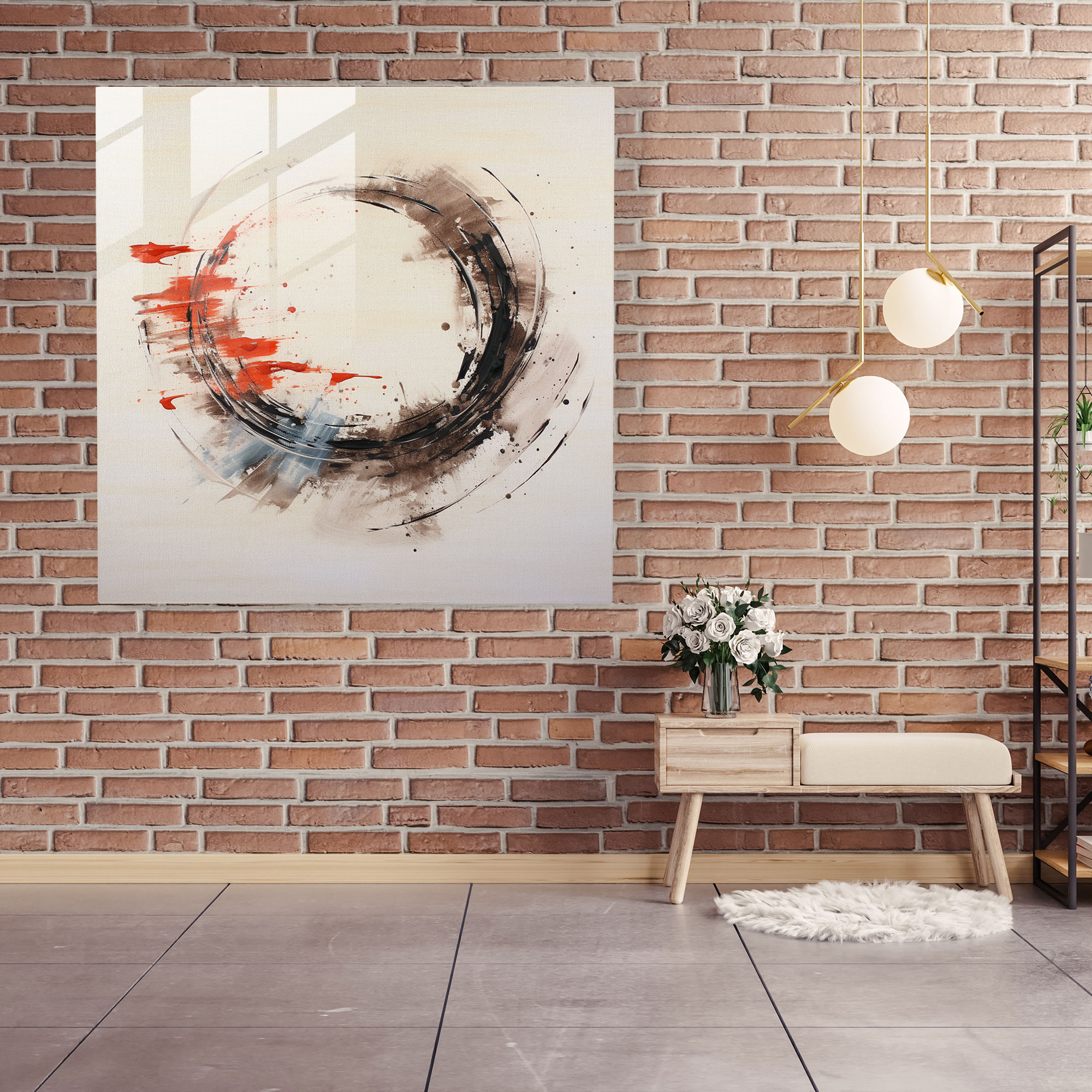 Zen Harmonious Calligraphy Glass Print - Zen, Wall Decoration, Glass Wall Art, Single Character