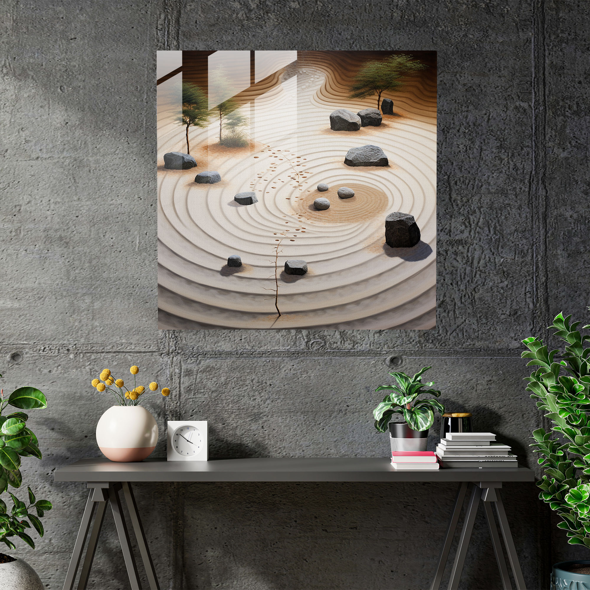 Zen Garden Glass Print - Zen, Home Decoration, Wall Decoration, Glass Wall Art
