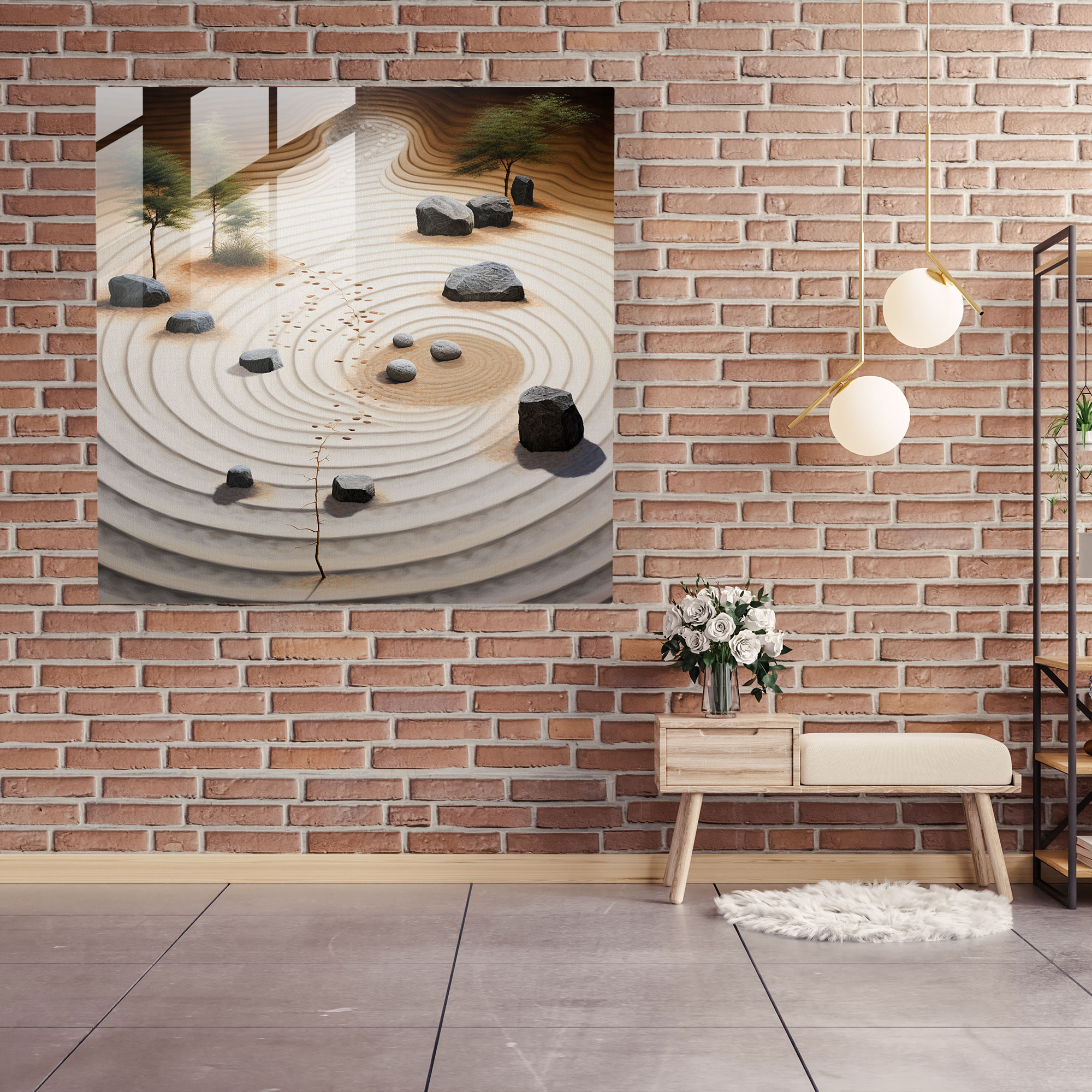 Zen Garden Glass Print - Zen, Home Decoration, Wall Decoration, Glass Wall Art