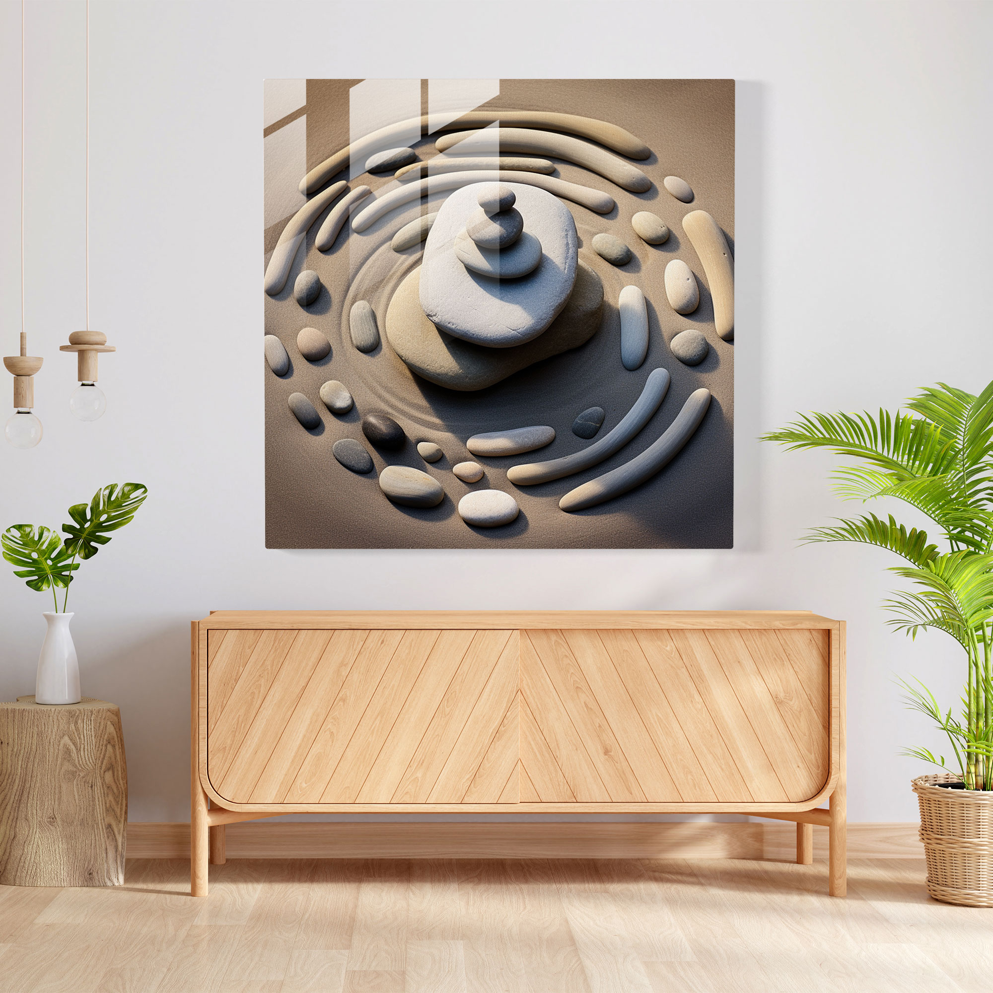 Zen Rock Garden Glass Print - Zen, Modern Art, Glass Print, Zen