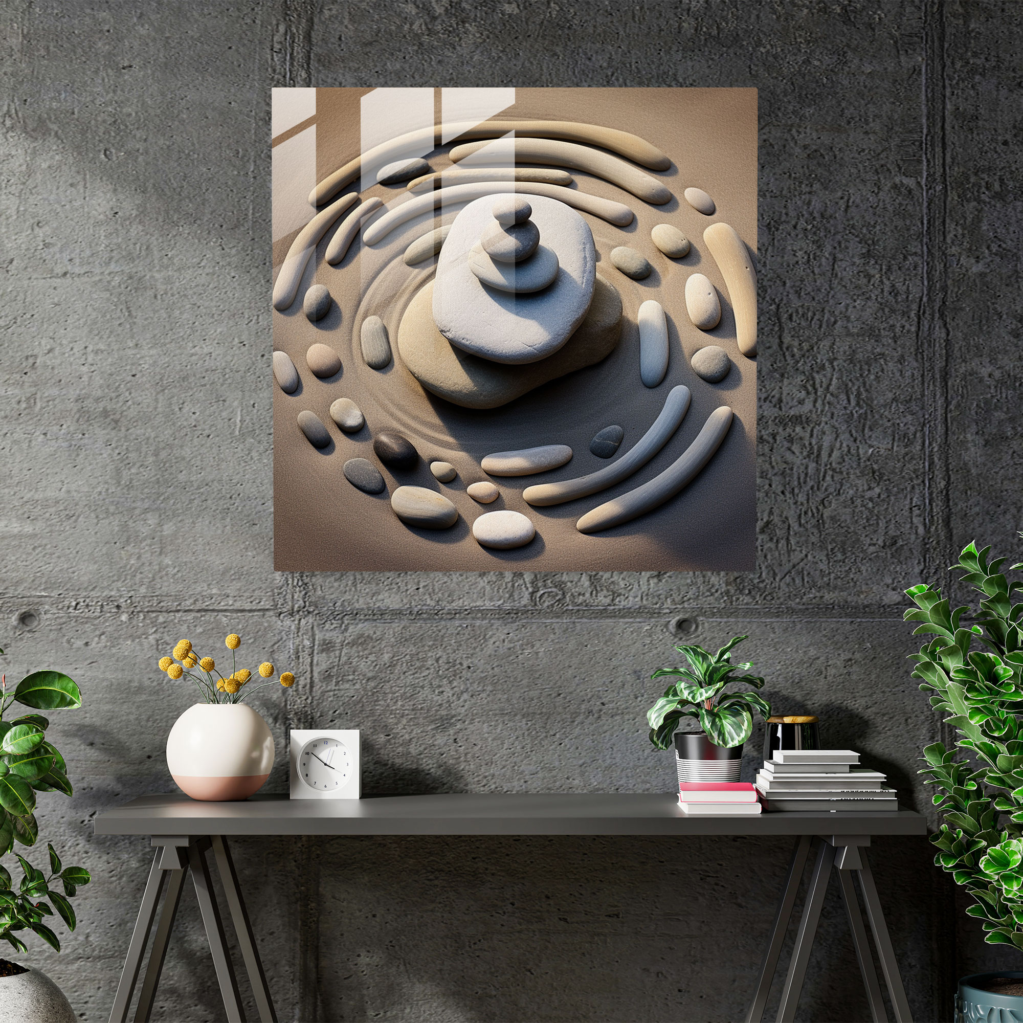 Zen Rock Garden Glass Print - Zen, Modern Art, Glass Print, Zen