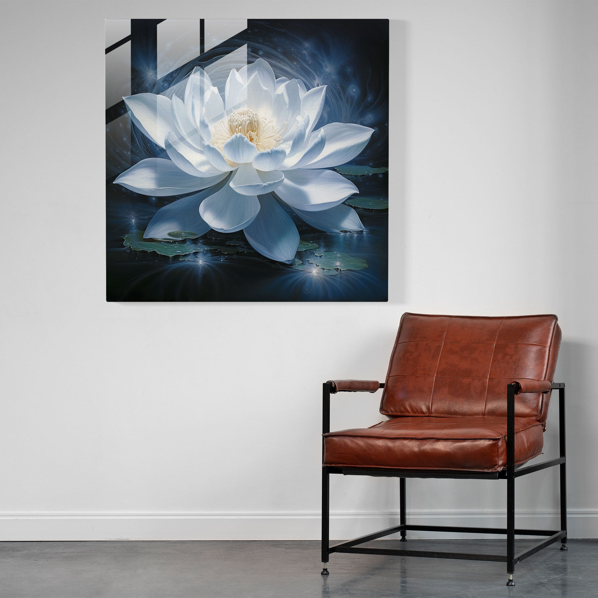Zen Lotus Çiçeği Cam Tablo - Zen Modern Sanat Cam Sanat Duvar Dekorasyonu