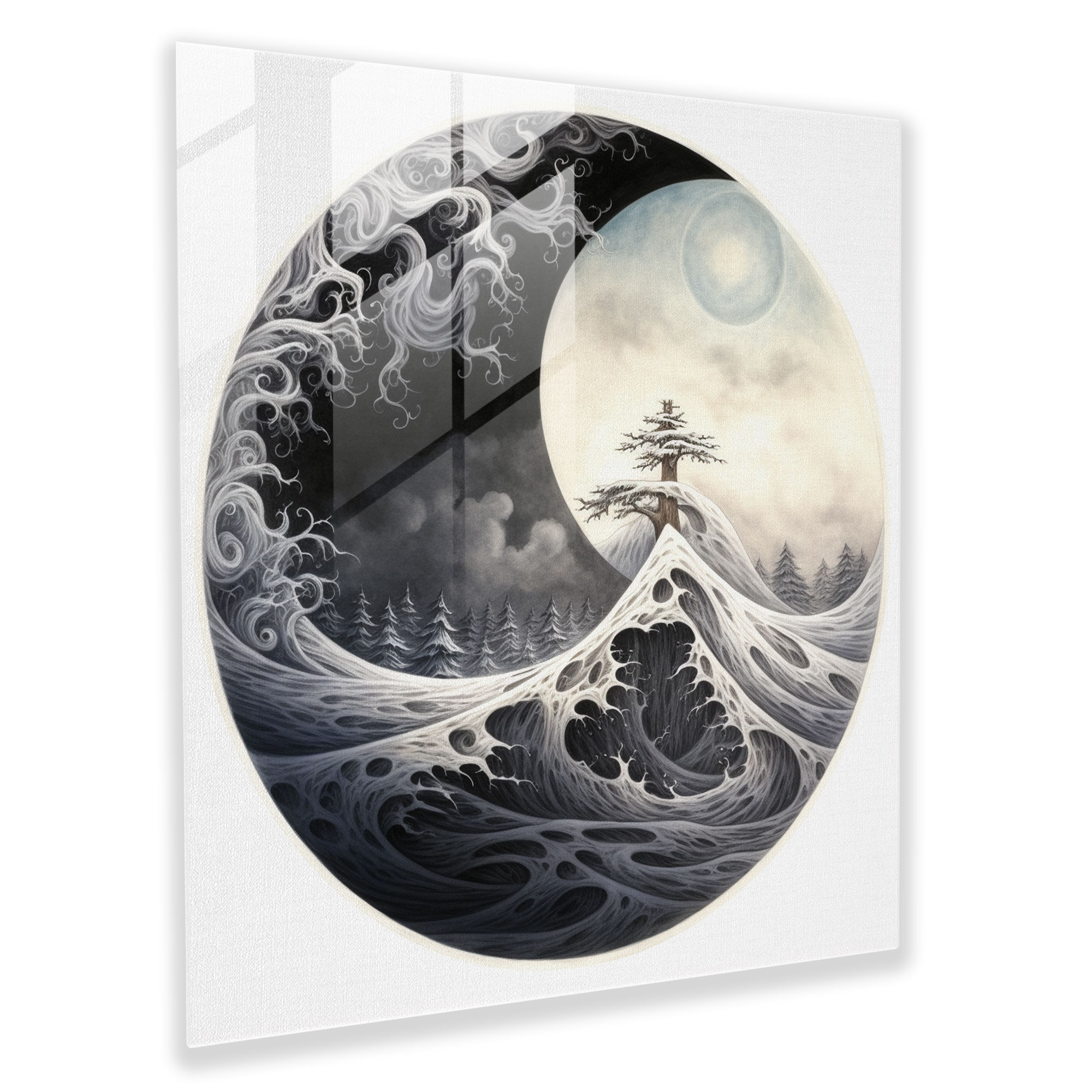 Zen Yin And Yang Glass Print - Zen, Wall Decoration, Zen, Glass Print