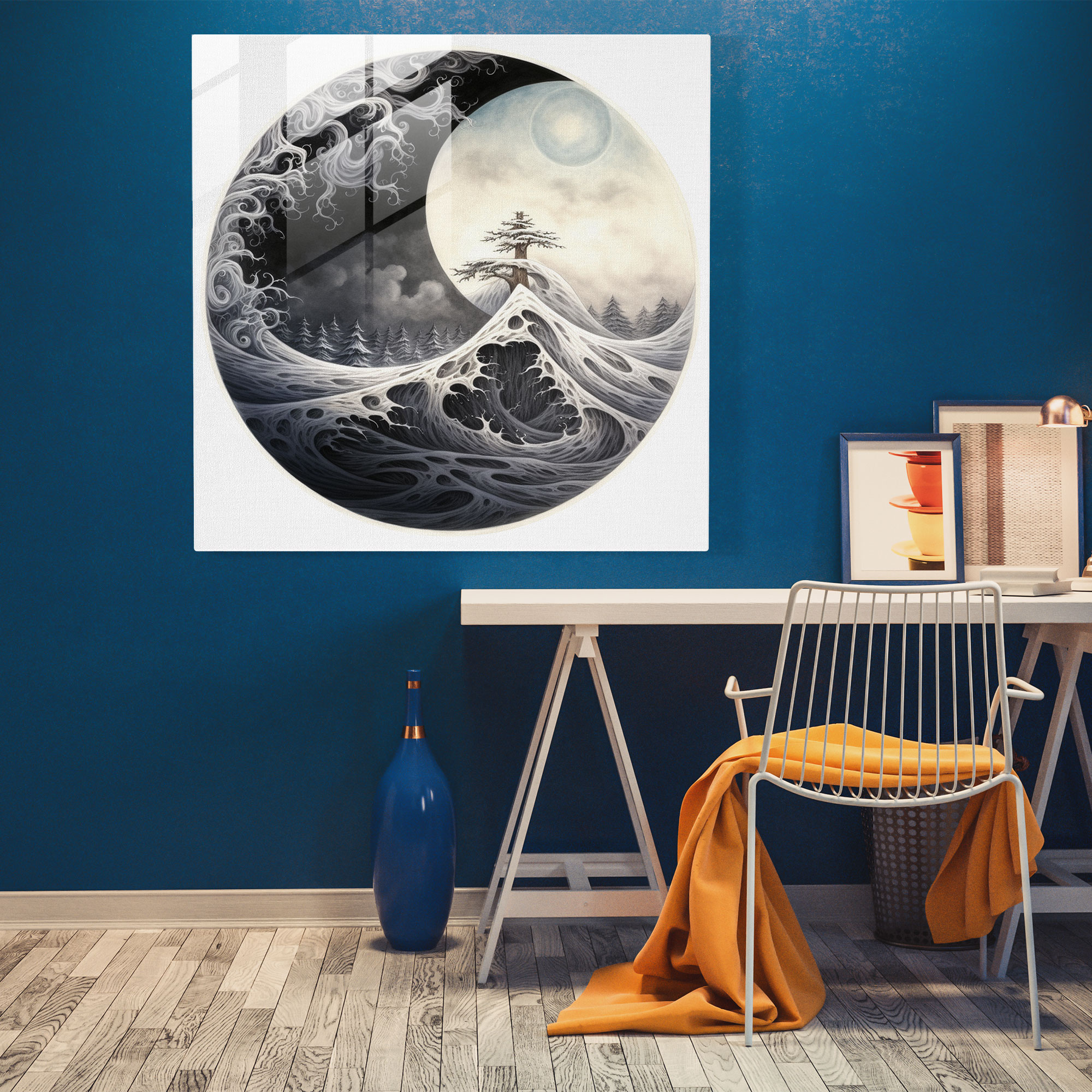 Zen Yin And Yang Glass Print - Zen, Wall Decoration, Zen, Glass Print