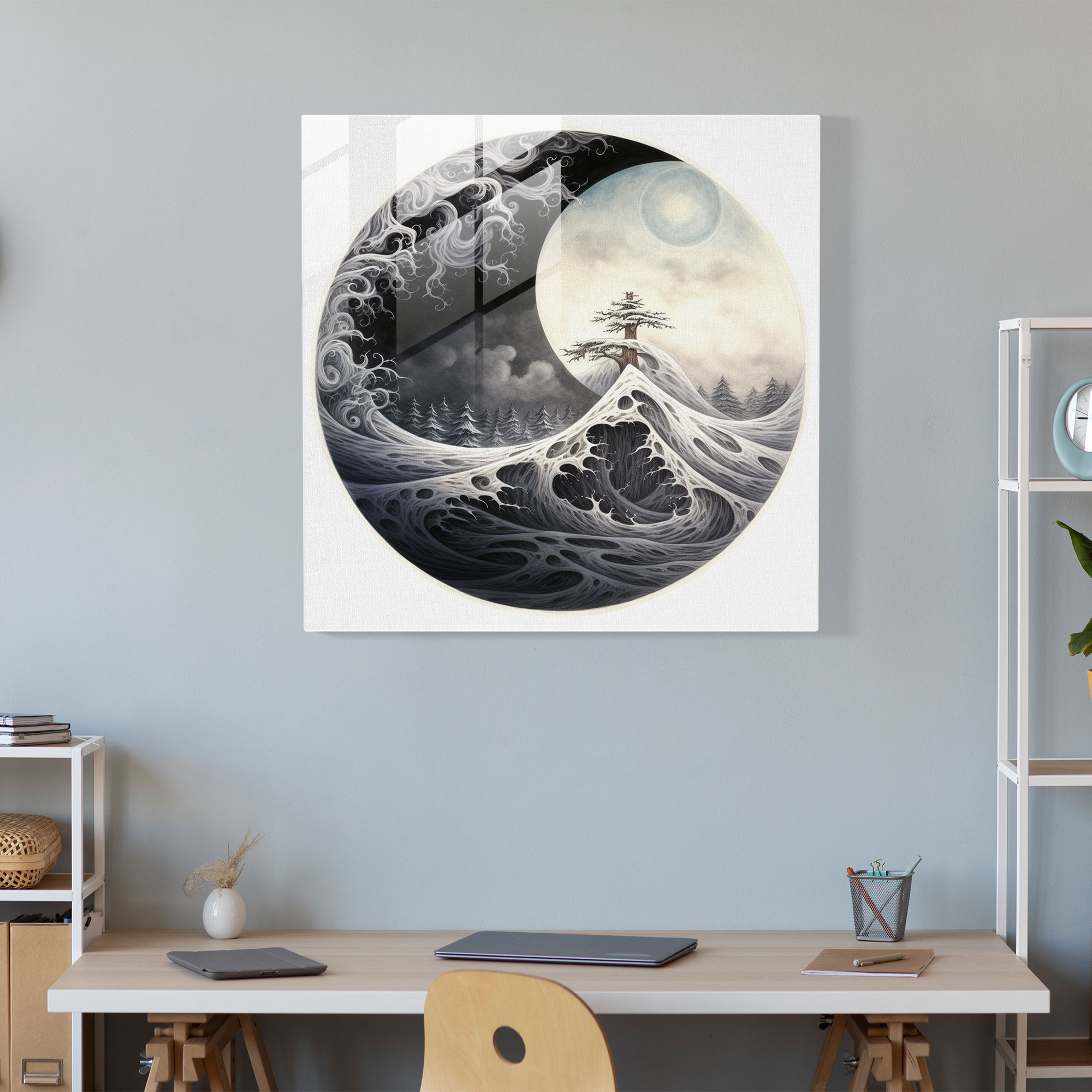 Zen Yin And Yang Glass Print - Zen, Wall Decoration, Zen, Glass Print