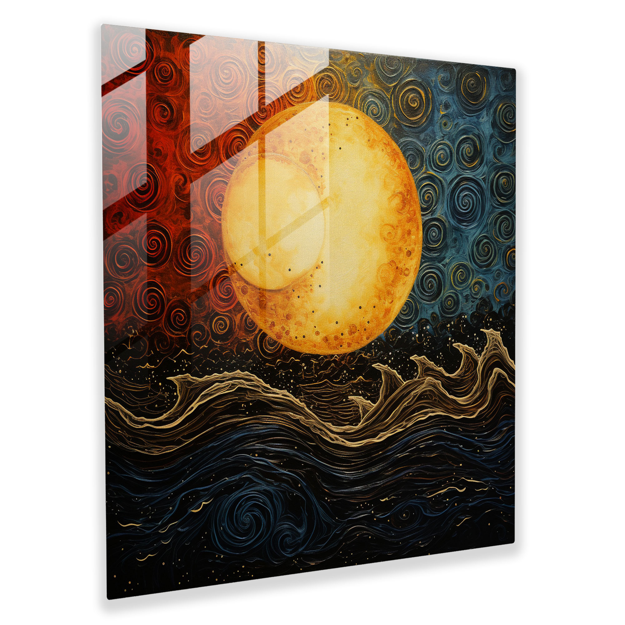 Zen Sun And Moon Glass Print - Zen, Sun And Moon, Modern Art, Wall Decoration
