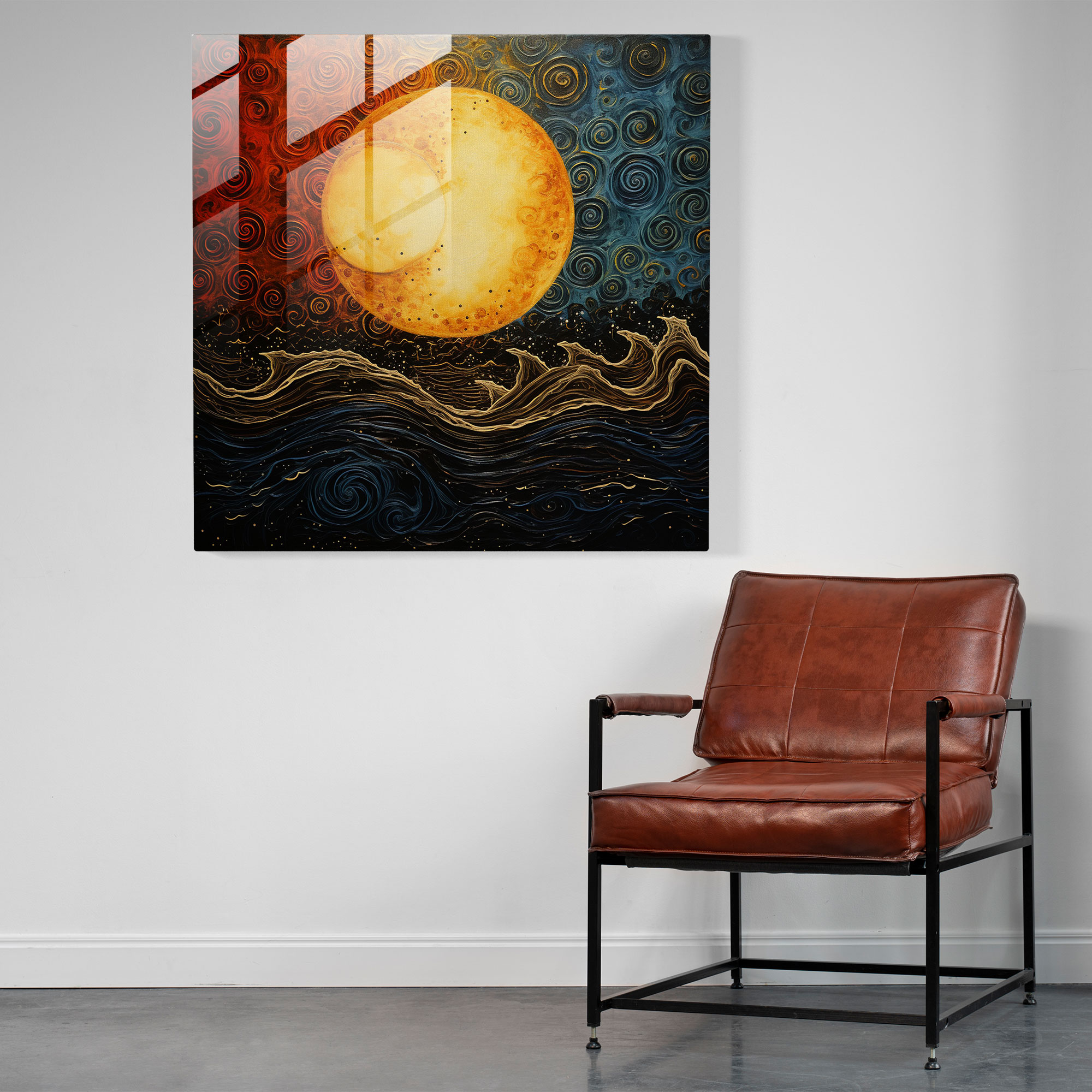 Zen Sun And Moon Glass Print - Zen, Sun And Moon, Modern Art, Wall Decoration