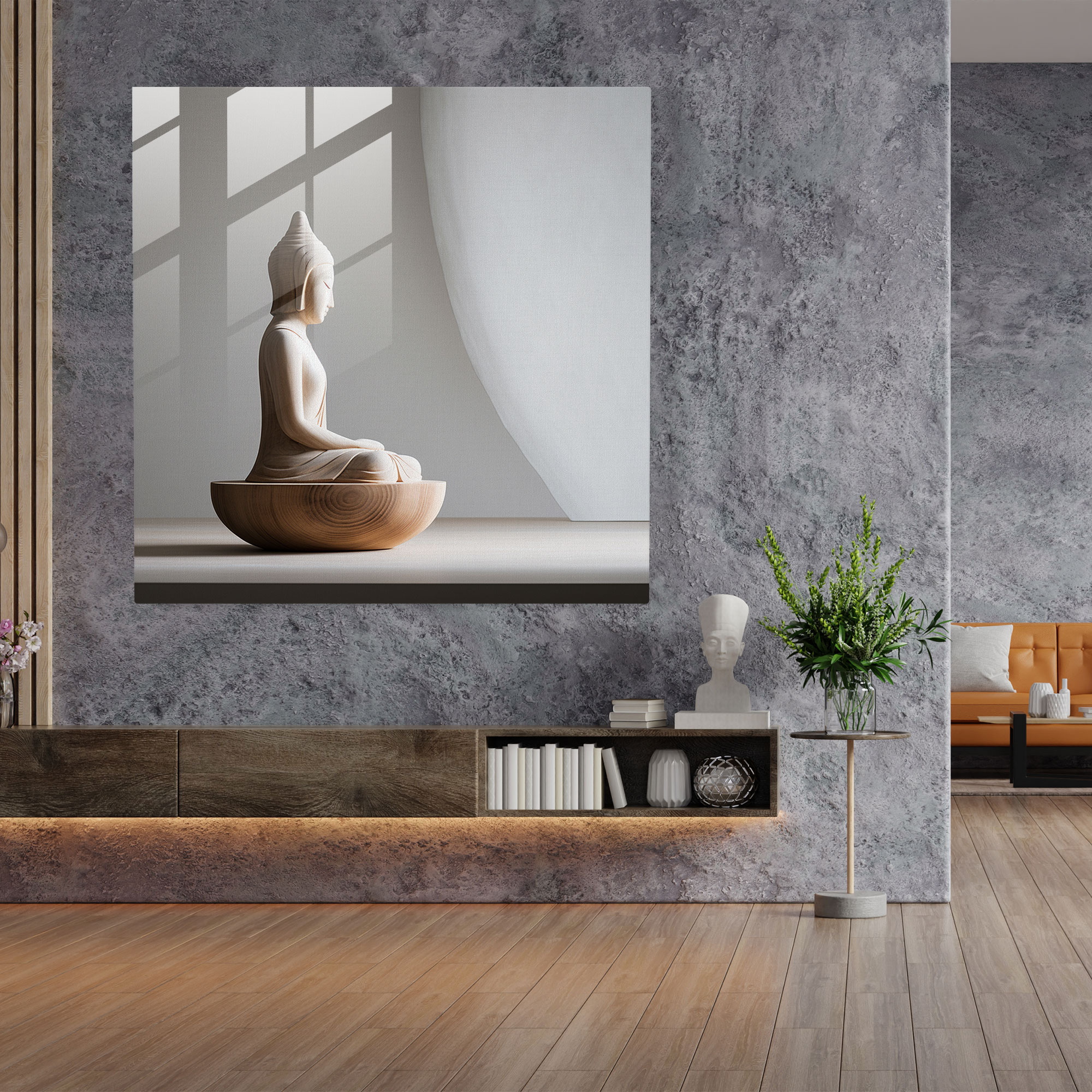Zen Buddha Glass Print - Zen, Modern Art, Mindfulness, Zen