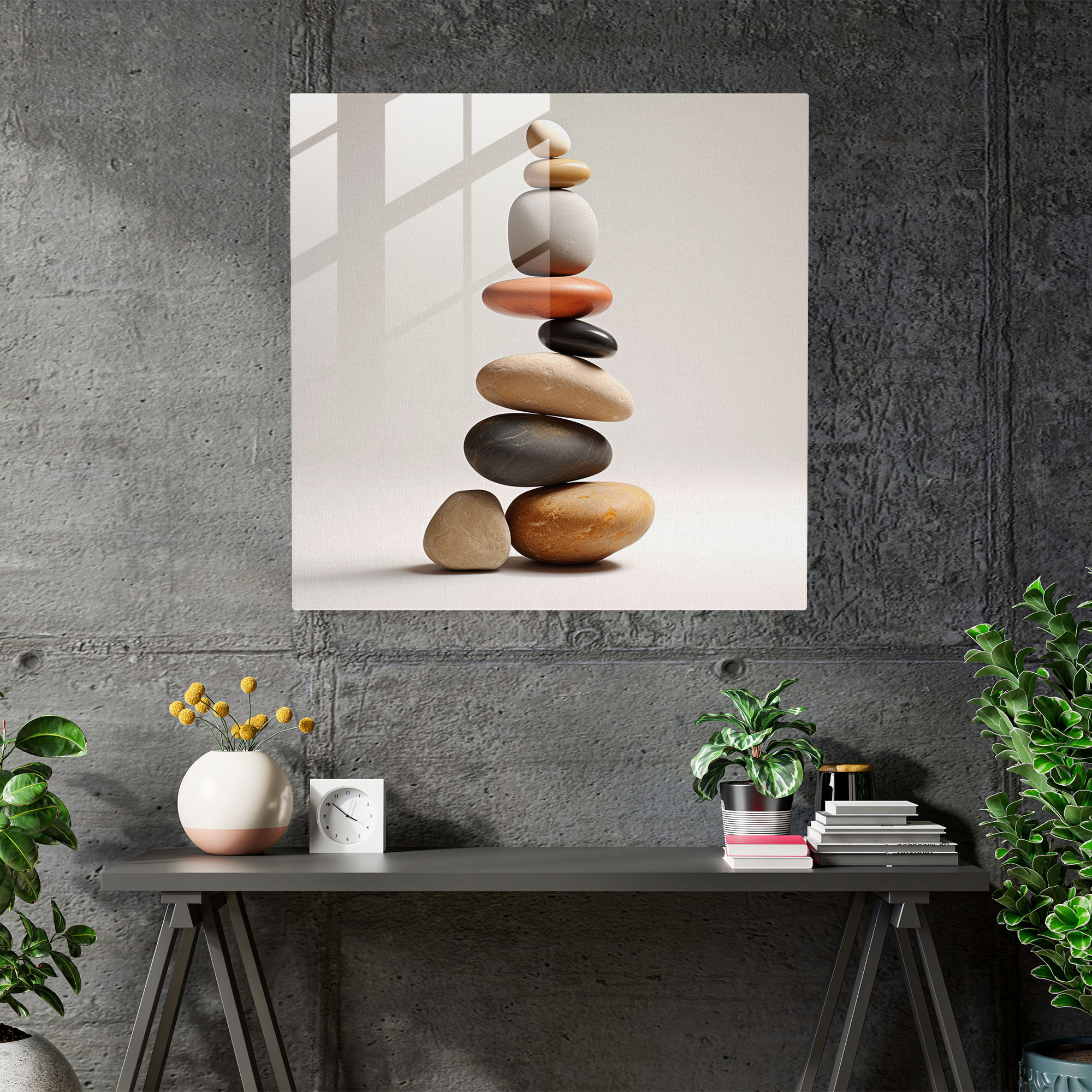 Zen Çakıl Cam Tablo - Duvar Dekorasyonu Cam Duvar Sanatı Cam Sanatı