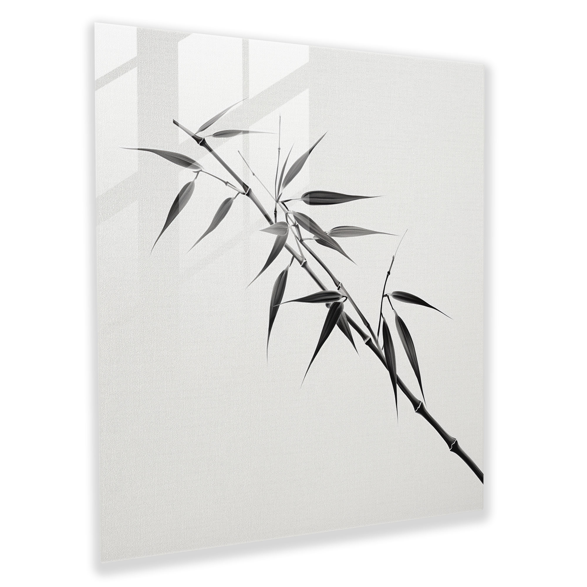 Zen Glass Print - Minimalist Bamboo Branch - Zen, Wall Decoration, Zen, Glass Art