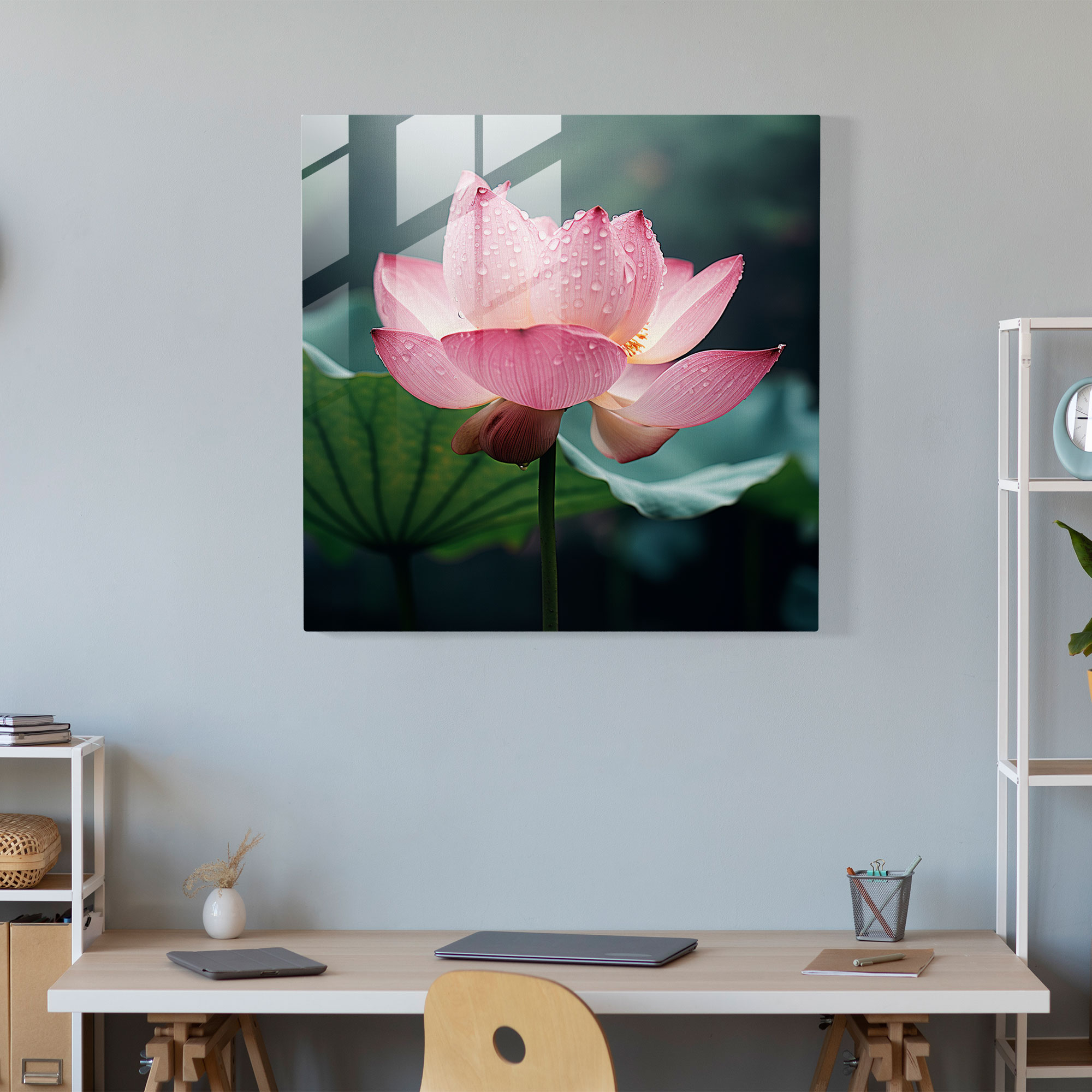 Zen Glass Print - Blooming Lotus - Zen, Glass Art, Enlightenment, Home Decoration