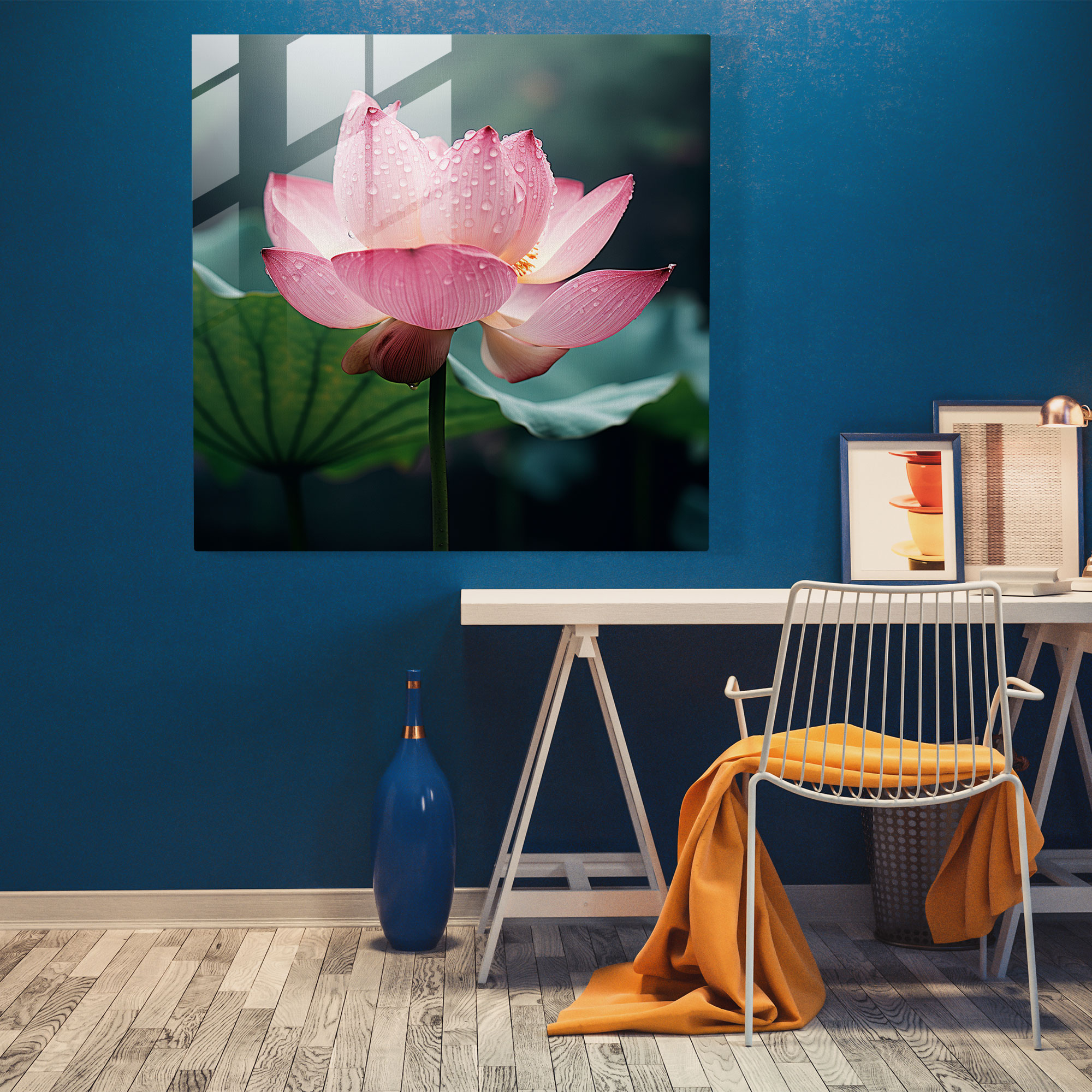 Zen Glass Print - Blooming Lotus - Zen, Glass Art, Enlightenment, Home Decoration