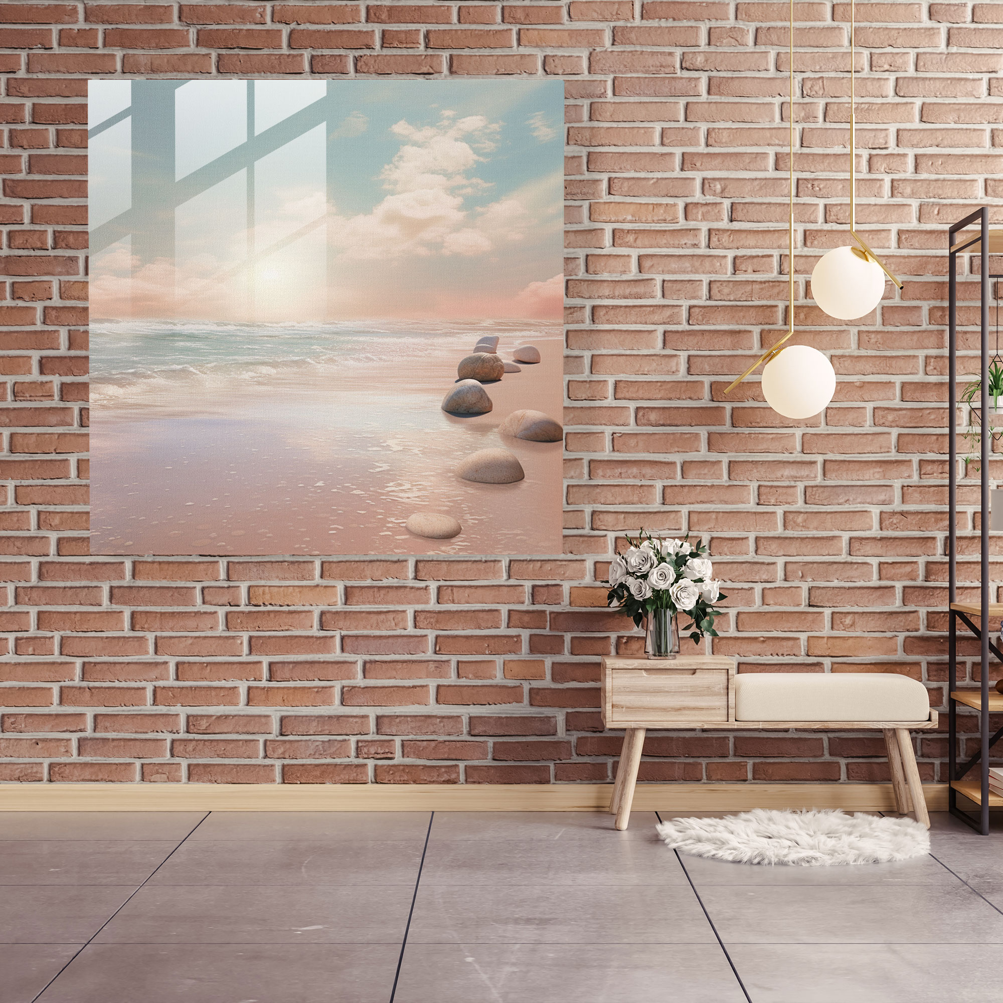 Zen Glass Print - Serene Beach - Zen, Serene Beach, Wall Decoration, Glass Art