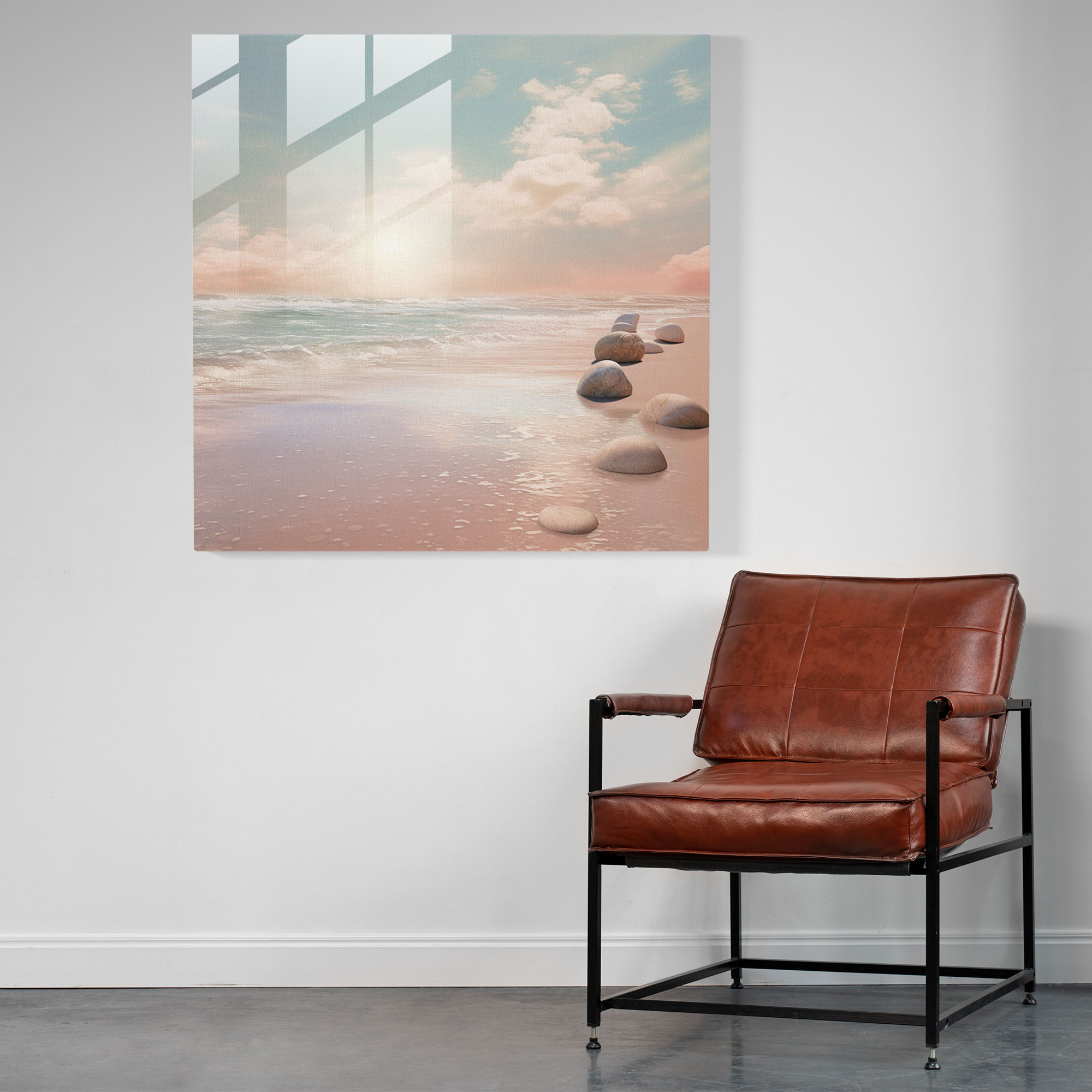 Zen Glass Print - Serene Beach - Zen, Serene Beach, Wall Decoration, Glass Art