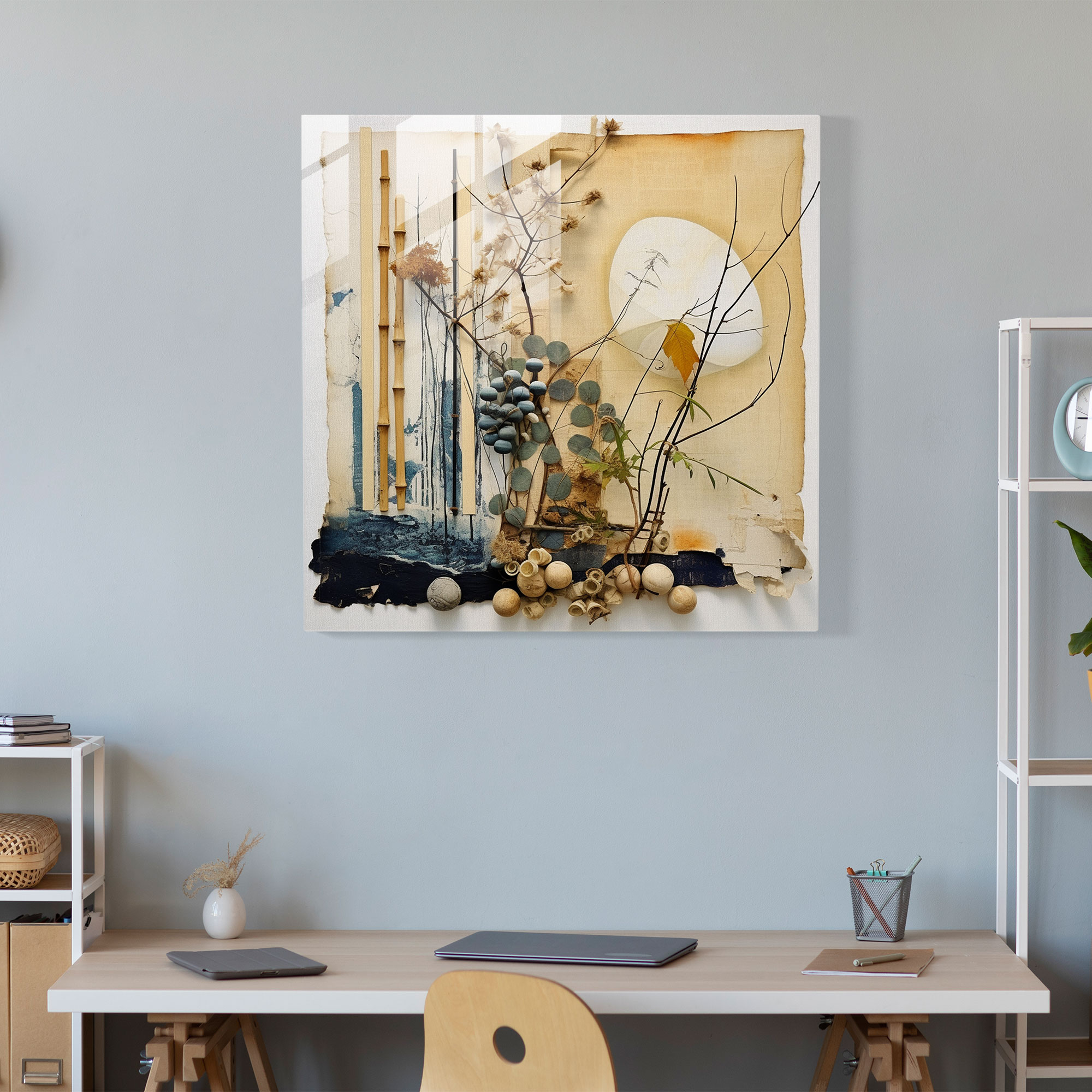 Zen Glass Print - Harmonious Elements - Zen, Modern Art, Nature, Home Decoration