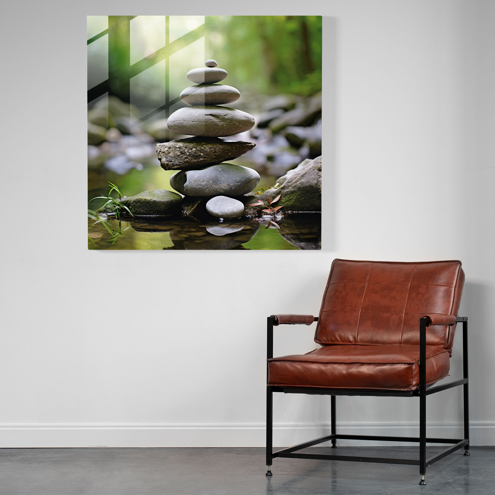 Zen Stacks Cam Tablo - Zen Cam Duvar Sanatı Zen İlhamlı Fotoğrafçılık Cam Sanatı