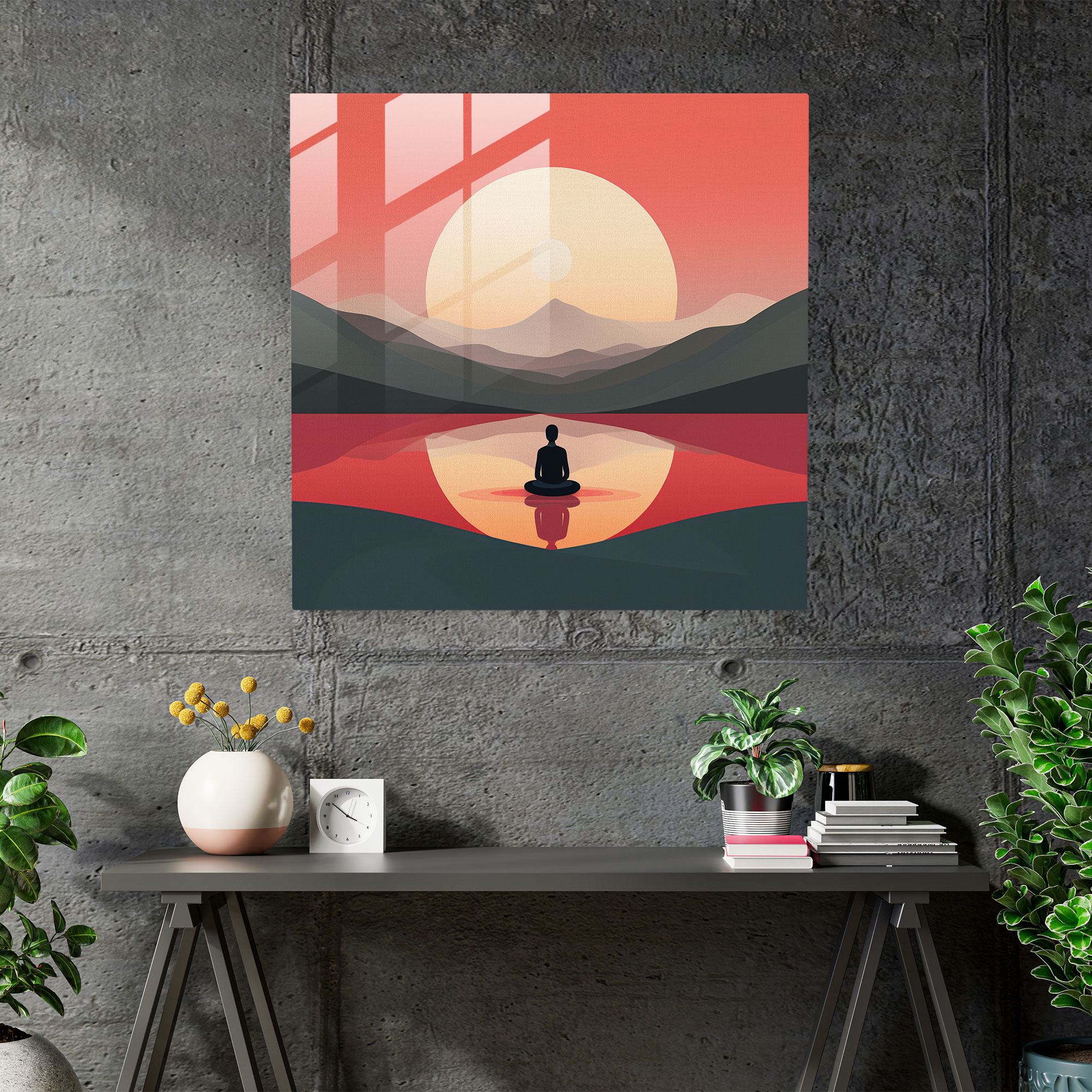 Zen Meditasyon Cam Tablo - Zen Cam Sanatı Cam Duvar Sanatı Modern Sanat