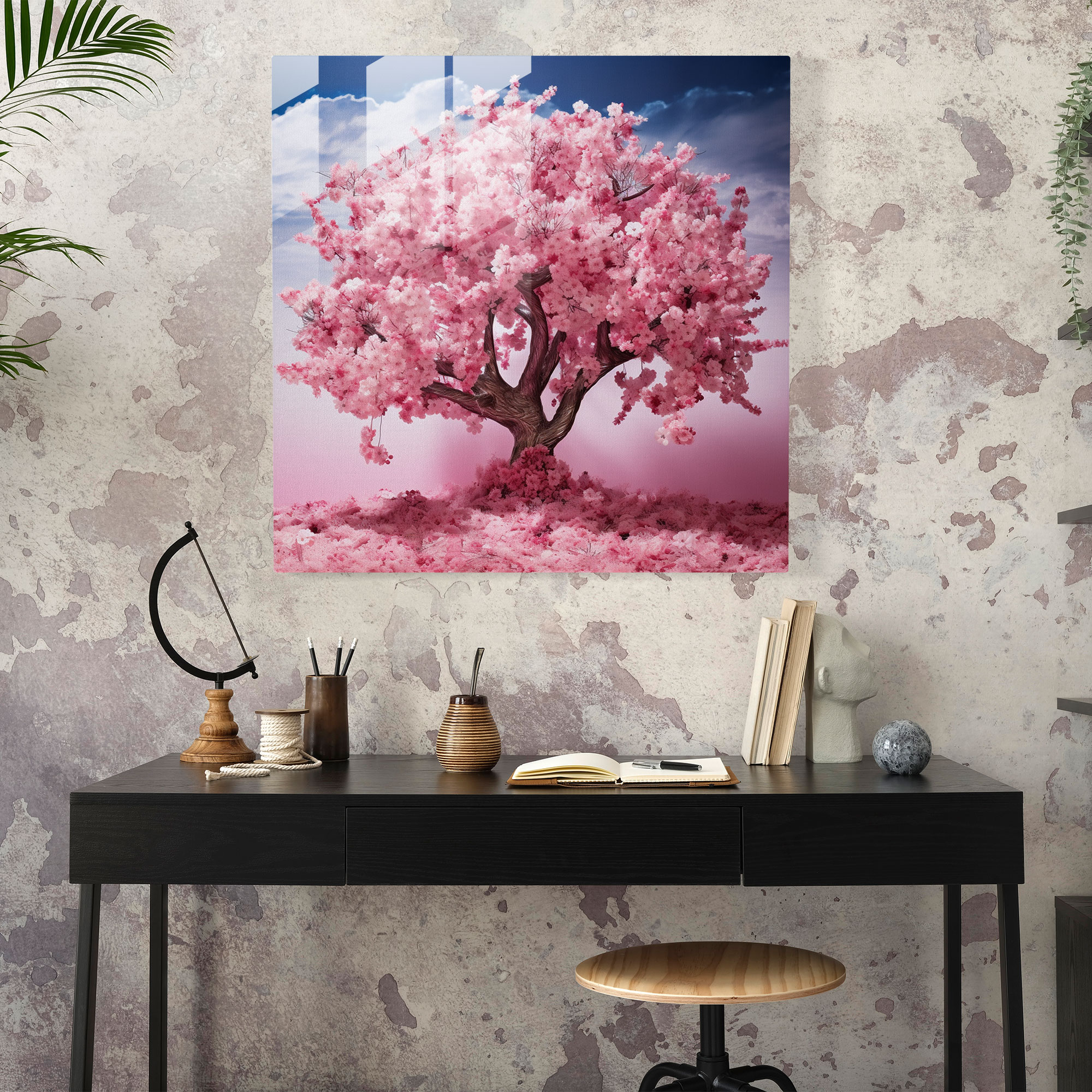 Zen Cherry Blossom Glass Print - Zen, Home Decoration, Modern Art, Wall Decoration