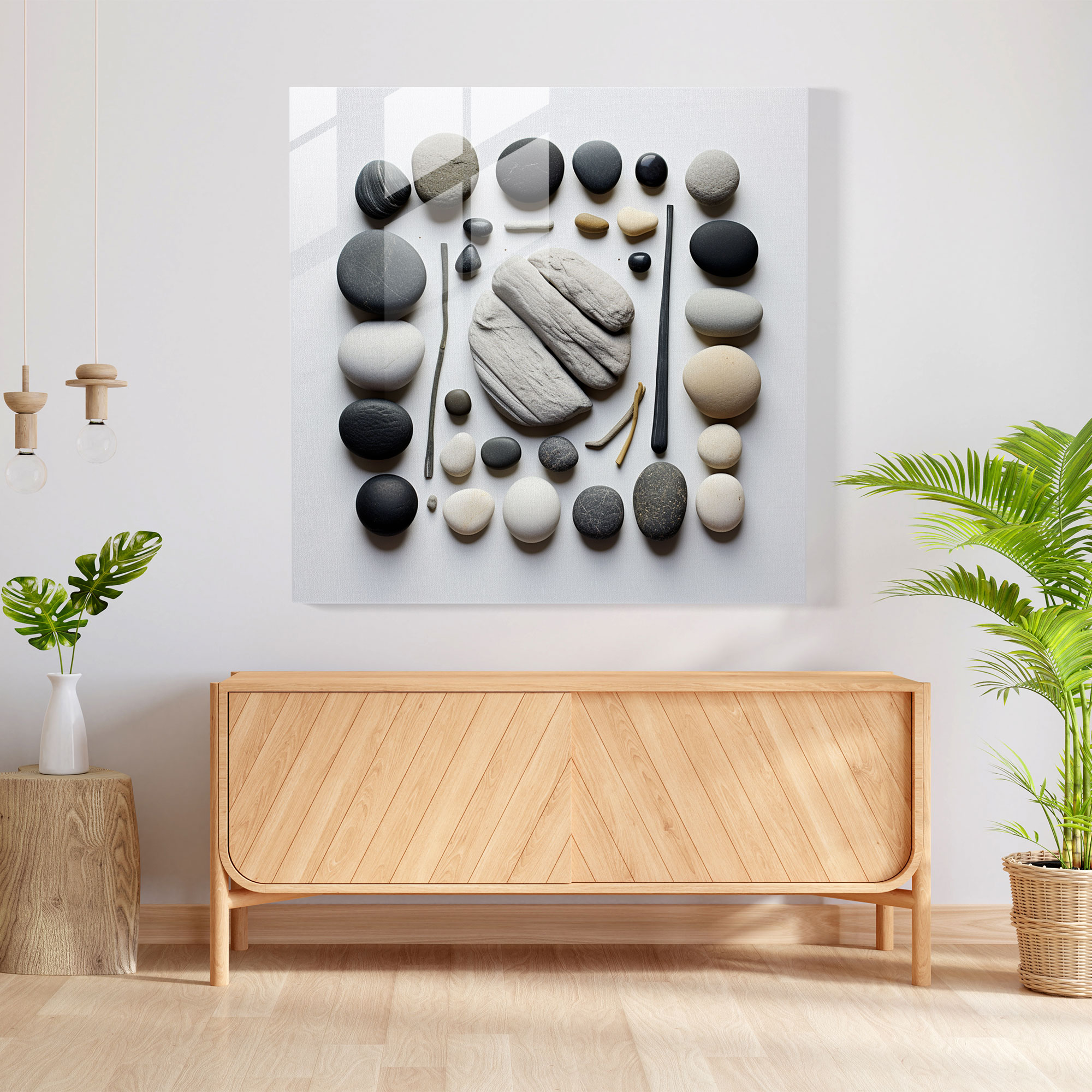 Zen Kaya Bahçesi Cam Tablo - Zen Cam Tablo Zen Cam Duvar Sanatı