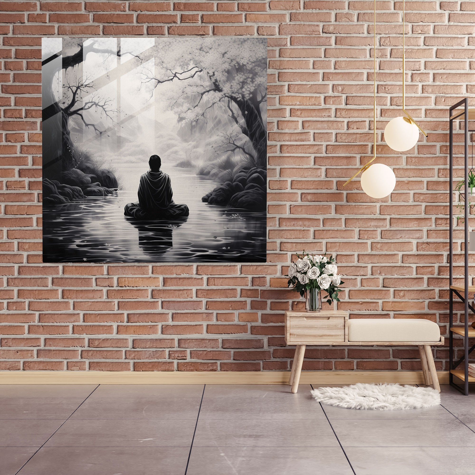 Zen Mürekkep Cam Tablo - Sakin ve Huzurlu Bir Tasarım