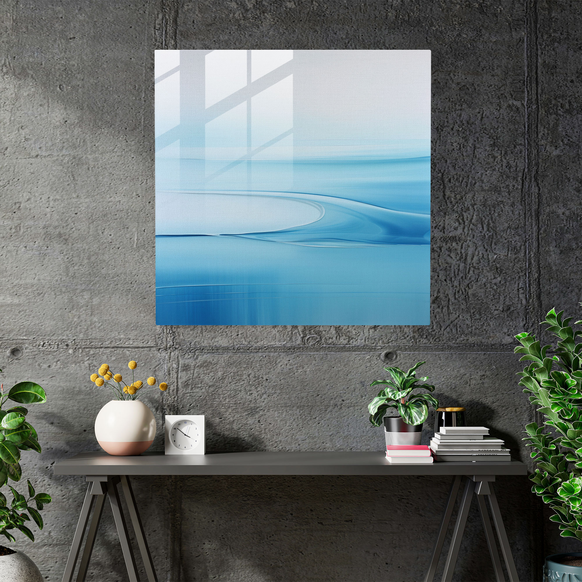 Zen Waters Glass Print - Zen, Glass Print, Blue, Glass Wall Art