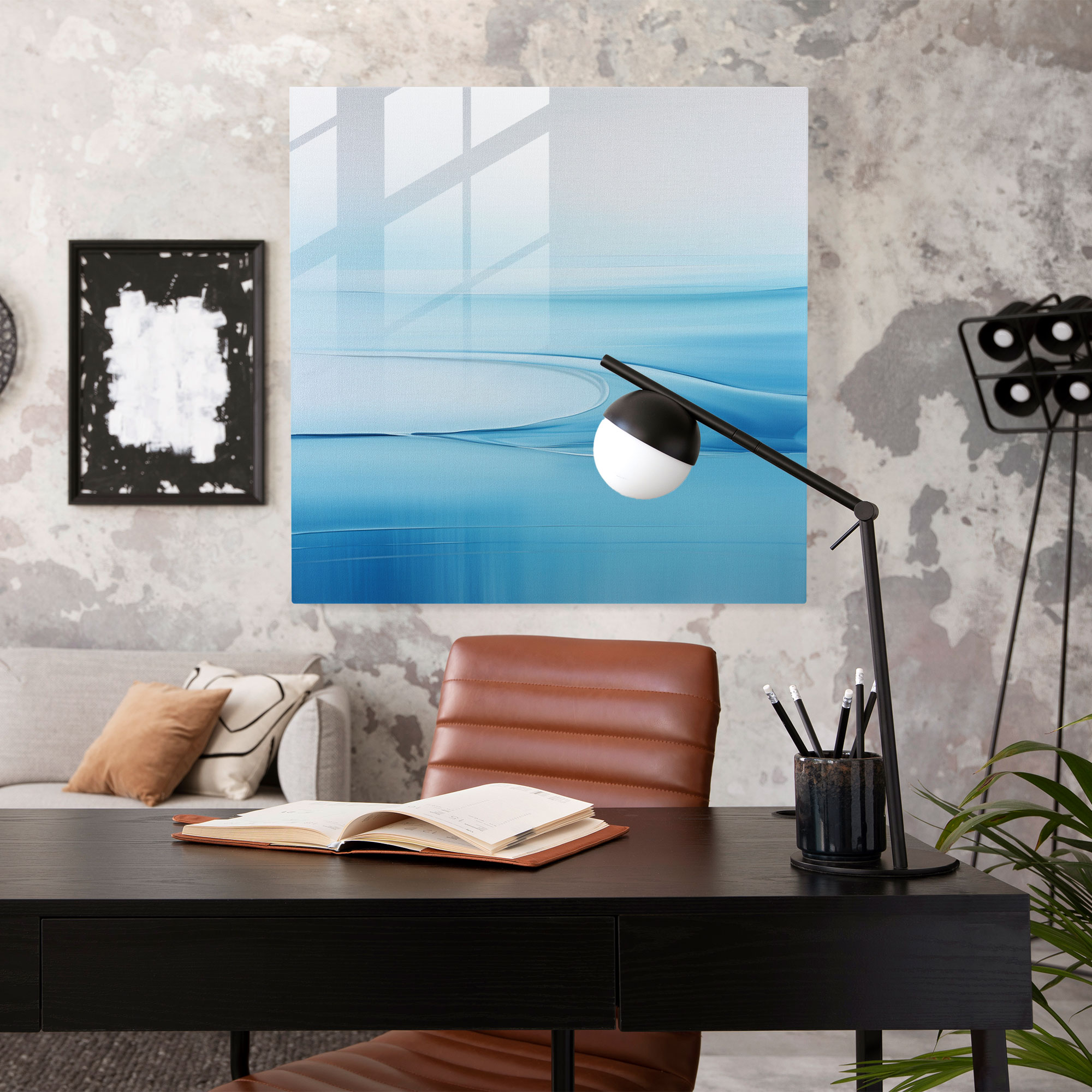 Zen Waters Glass Print - Zen, Glass Print, Blue, Glass Wall Art