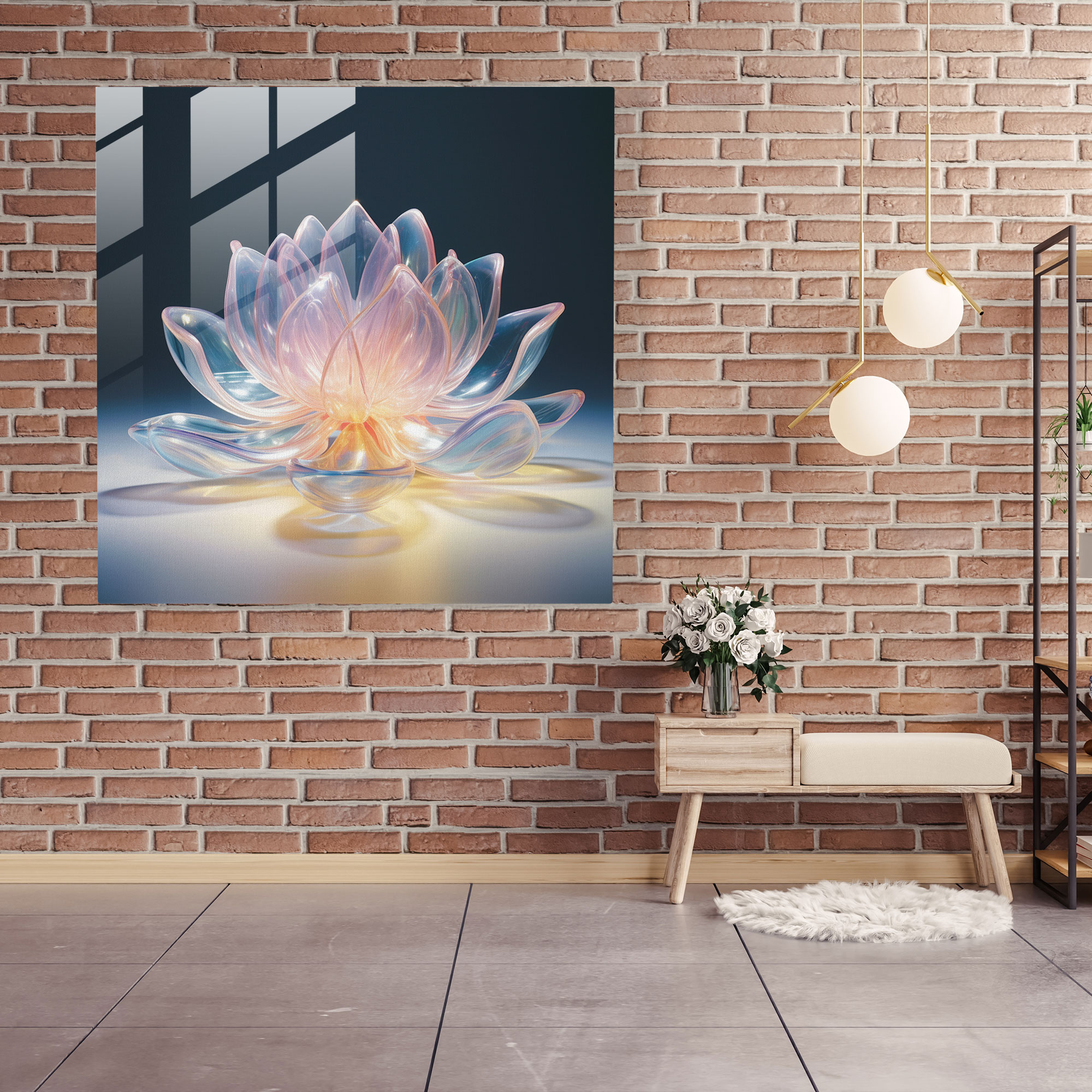 Zen Lotus Glass Print - Zen Modern Sanat Heykel Efsanevi