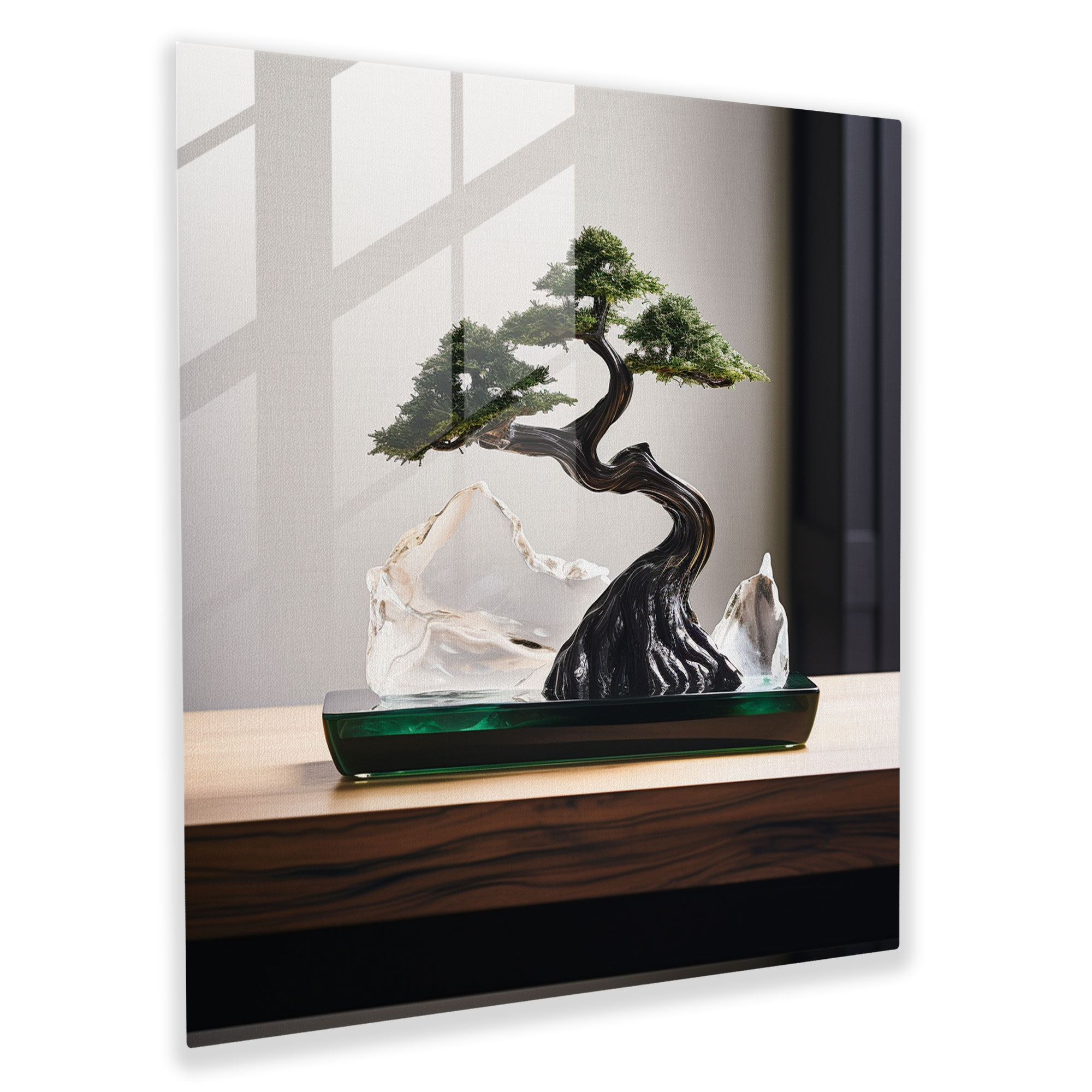 Zen Bonsai Glass Print - Zen, Sophistication, Home Decoration, Glass Art
