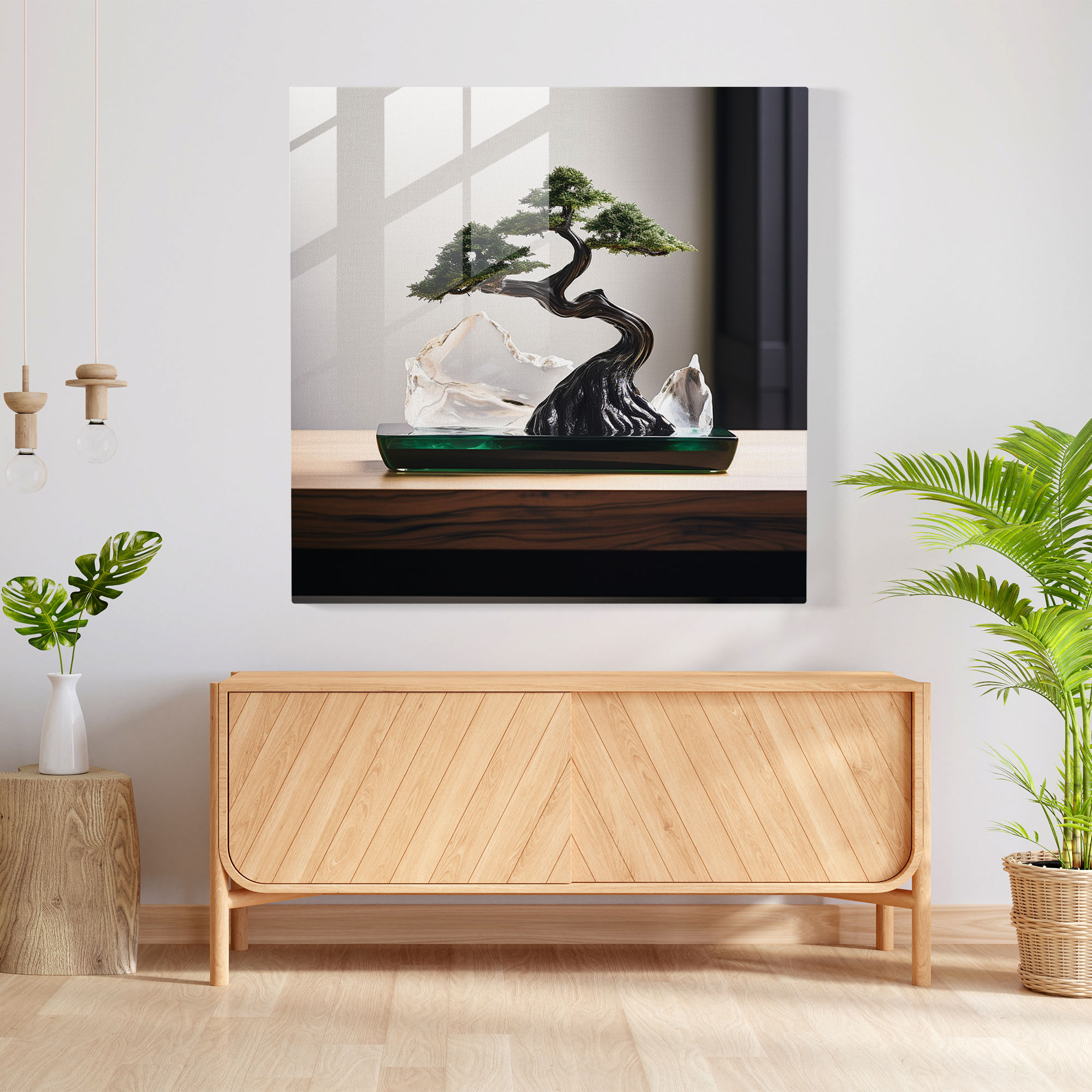 Zen Bonsai Glass Print - Zen, Sophistication, Home Decoration, Glass Art