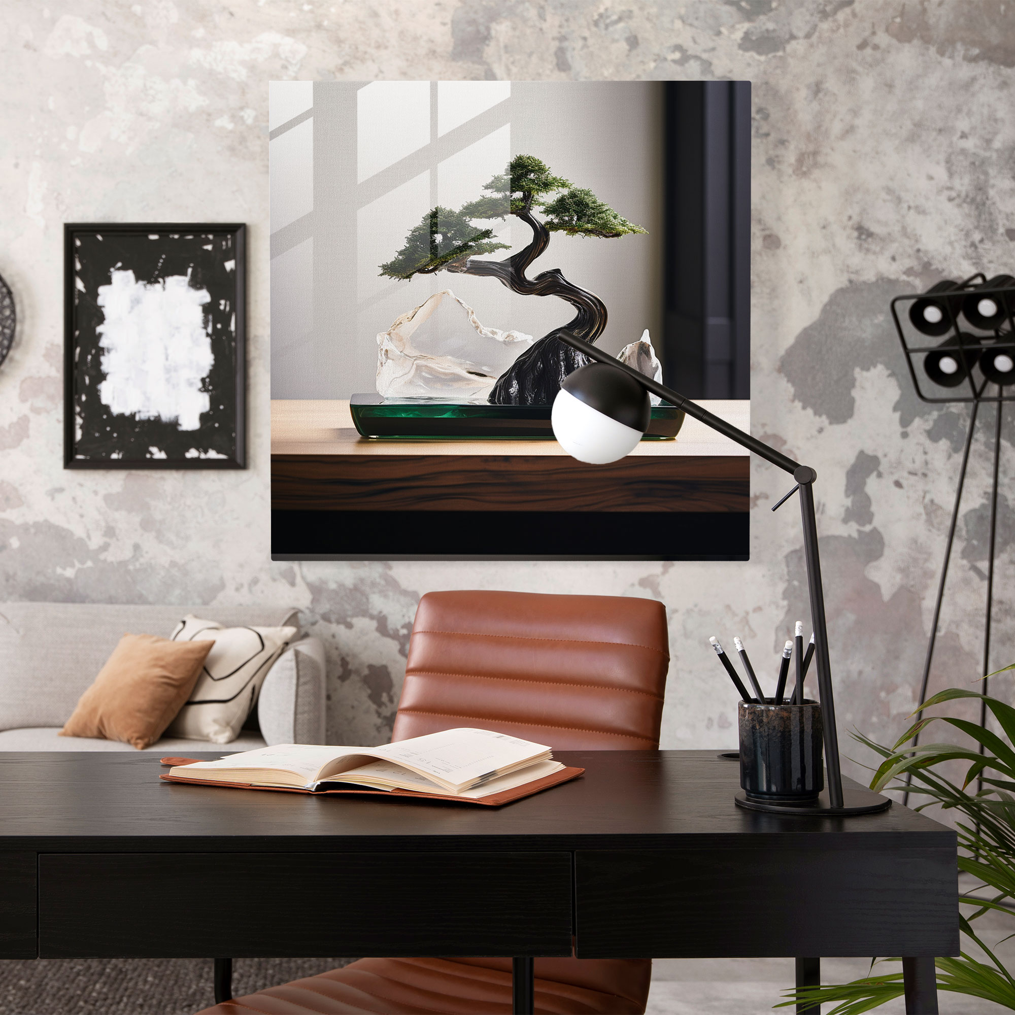 Zen Bonsai Glass Print - Zen, Sophistication, Home Decoration, Glass Art